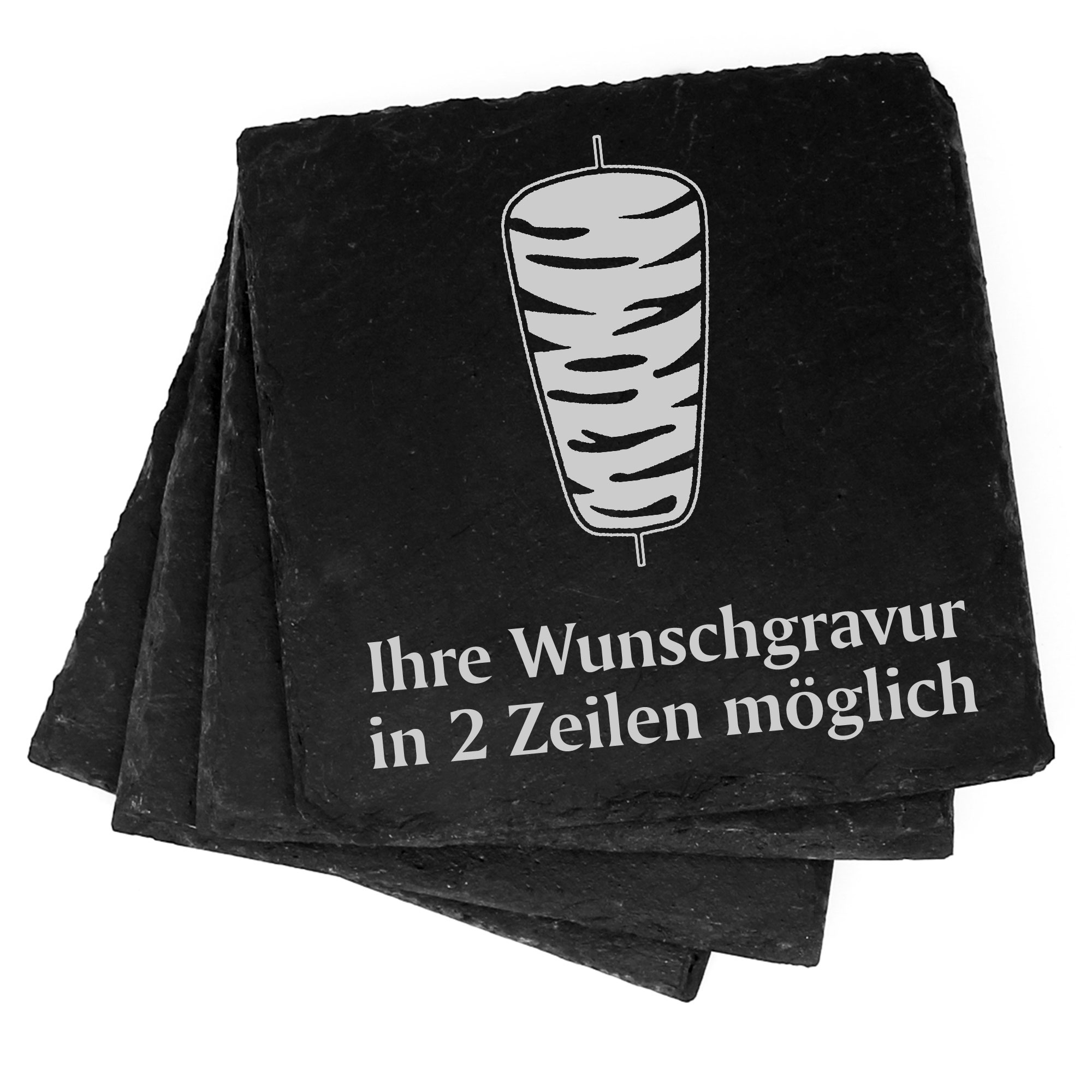 4x Döner Kebab Deko Schiefer Untersetzer Wunschgravur Set - 11 x 11 cm