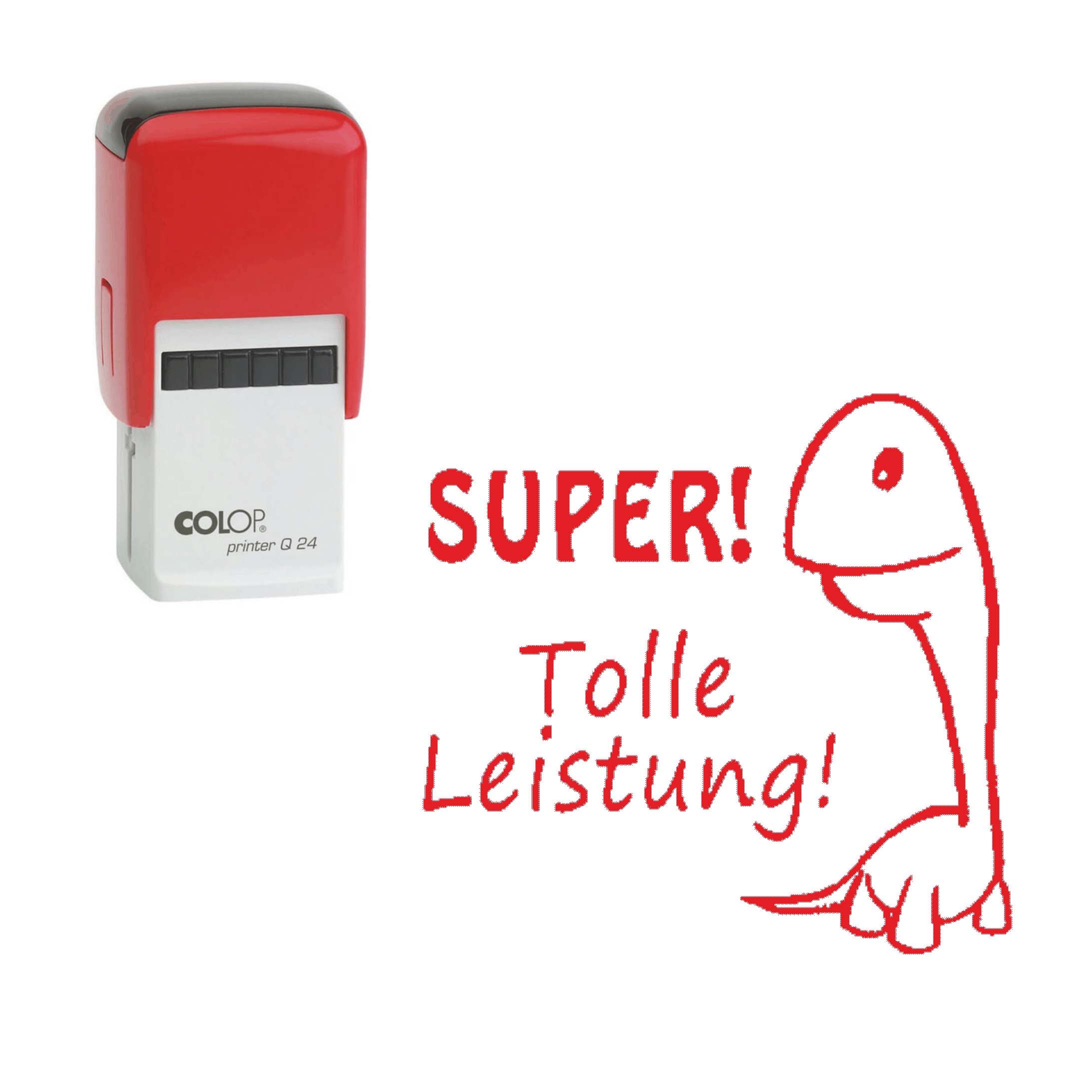 Lehrerstempel Super! Tolle Leistung! - Automatikstempel Kinder Motivstempel Dino 24 x 24 mm