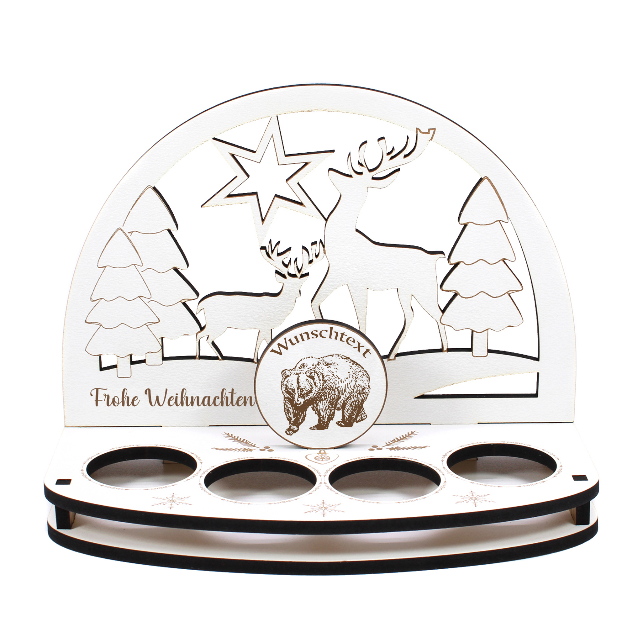 Deko Schwibbogen Grizzly Bär Teelichthalter personalisiert Weihnachten Weihnachtsdekoration