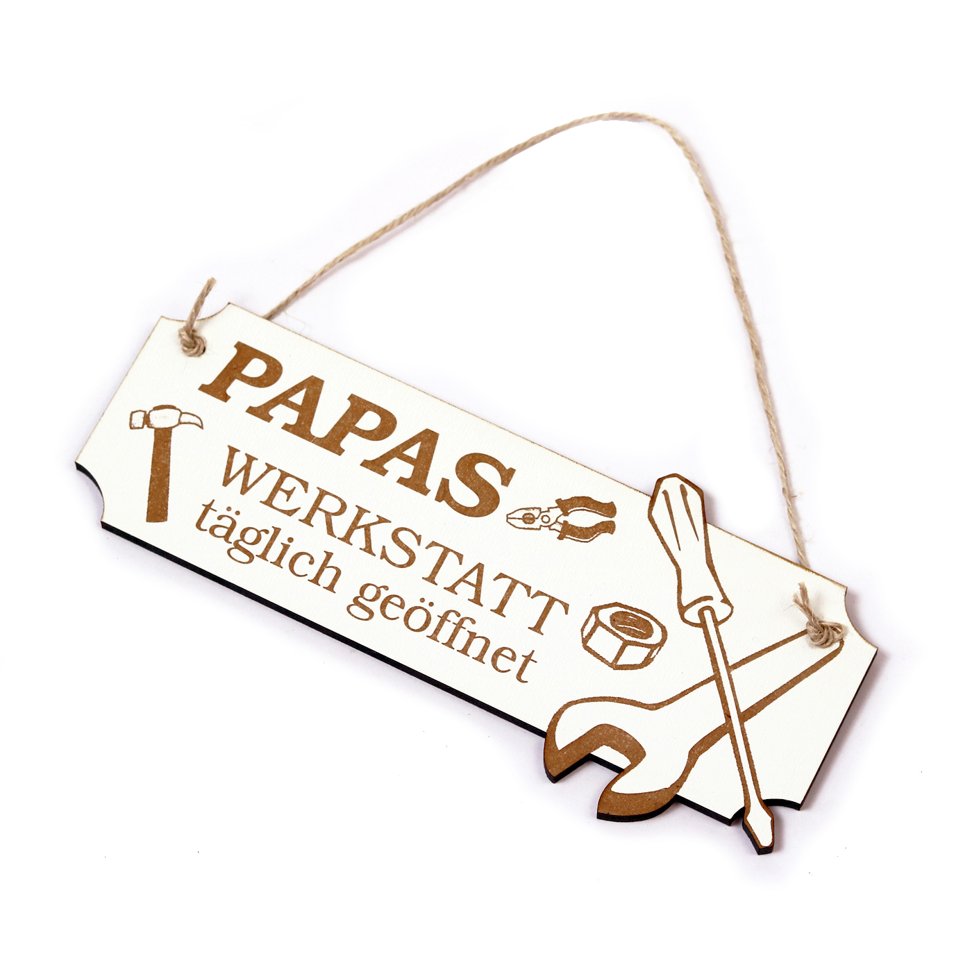 Schild Papas Werkstatt - Türschild Werkzeug Hammer - ca. 20 x 8,5 cm