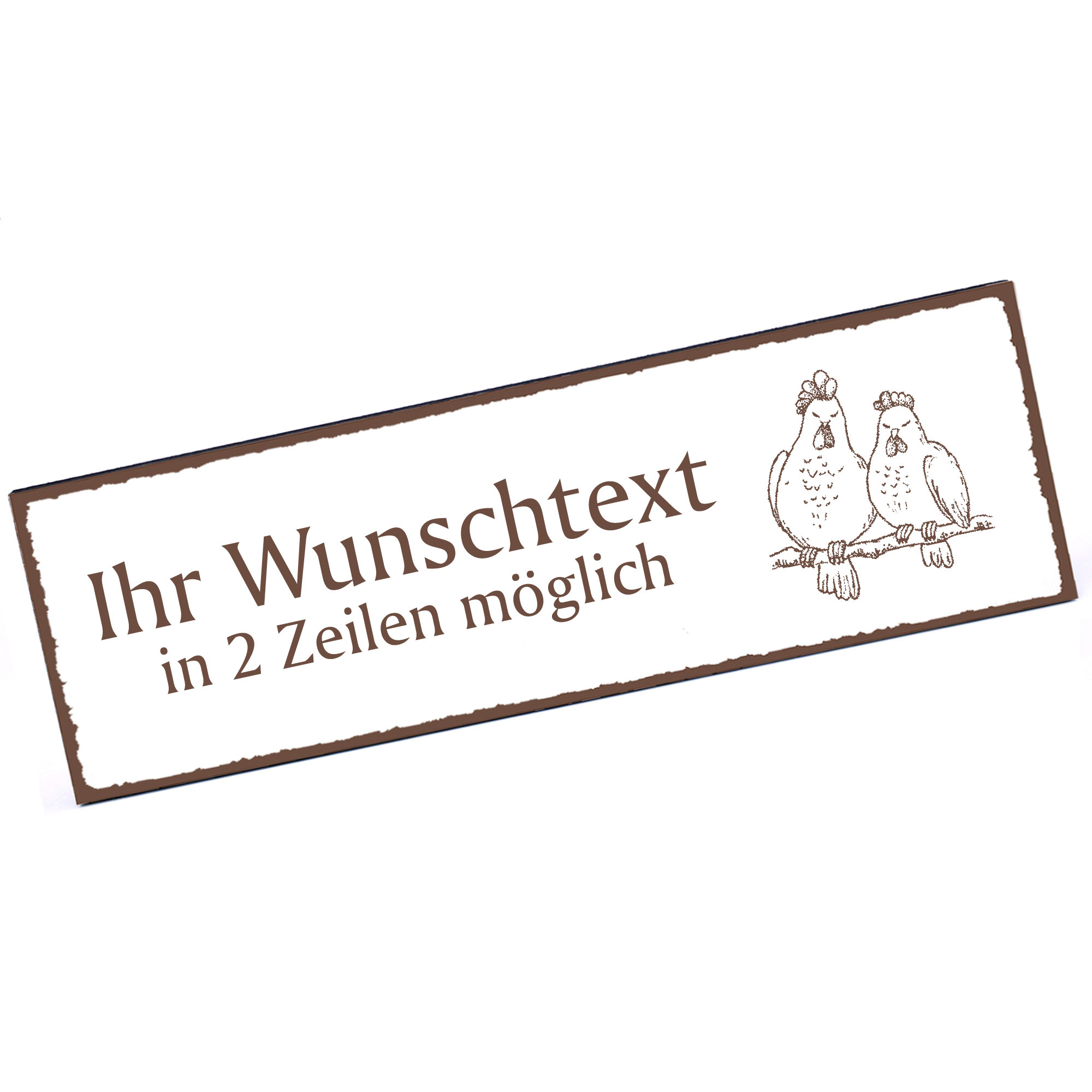 Türschild Hühner  Namensschild personalisiert mit Gravur - 150mm x 50mm - selbstklebend