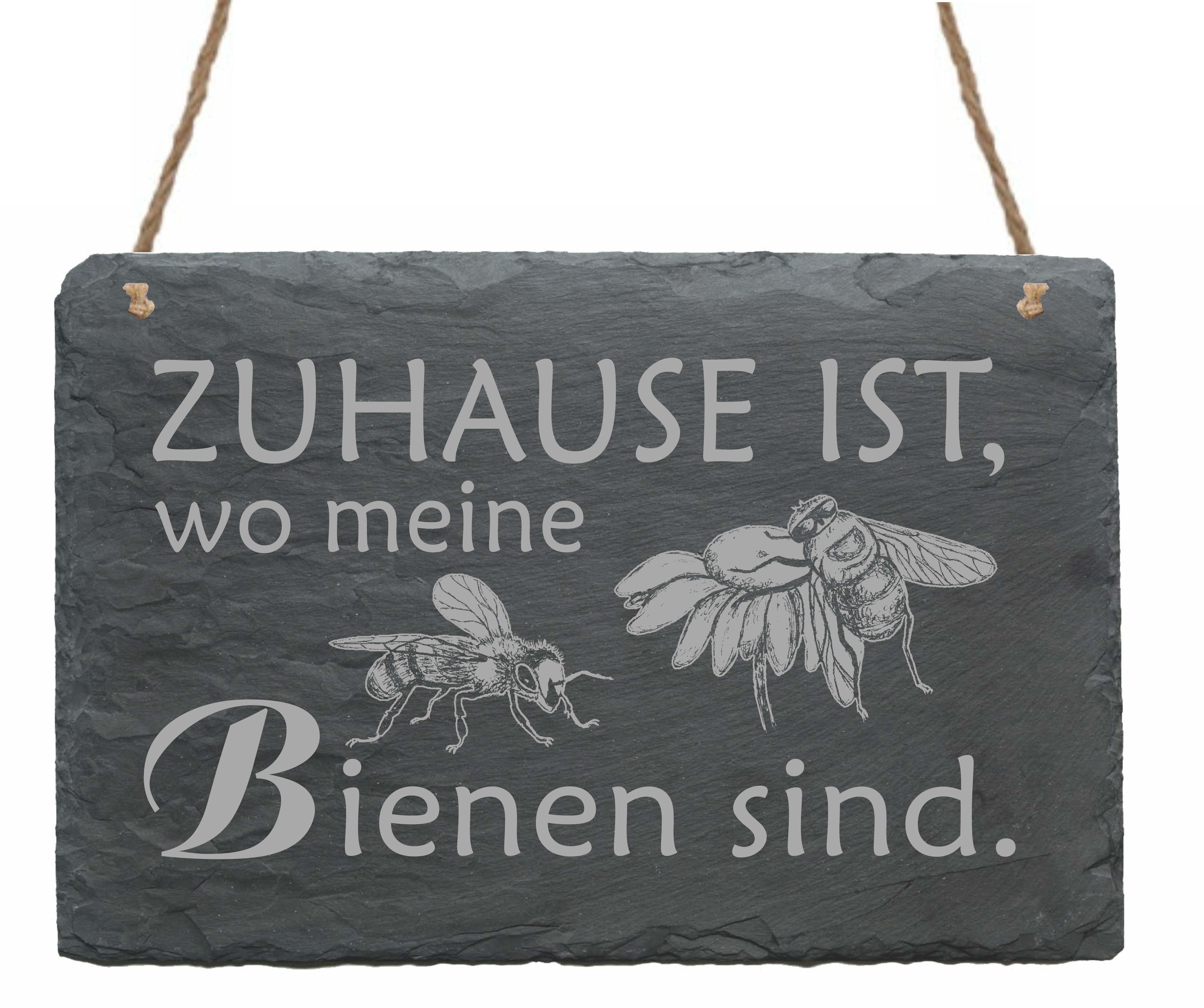 Schiefertafel « Zuhause ist, wo meine Bienen sind » Schild 22 x 16 cm - Imker