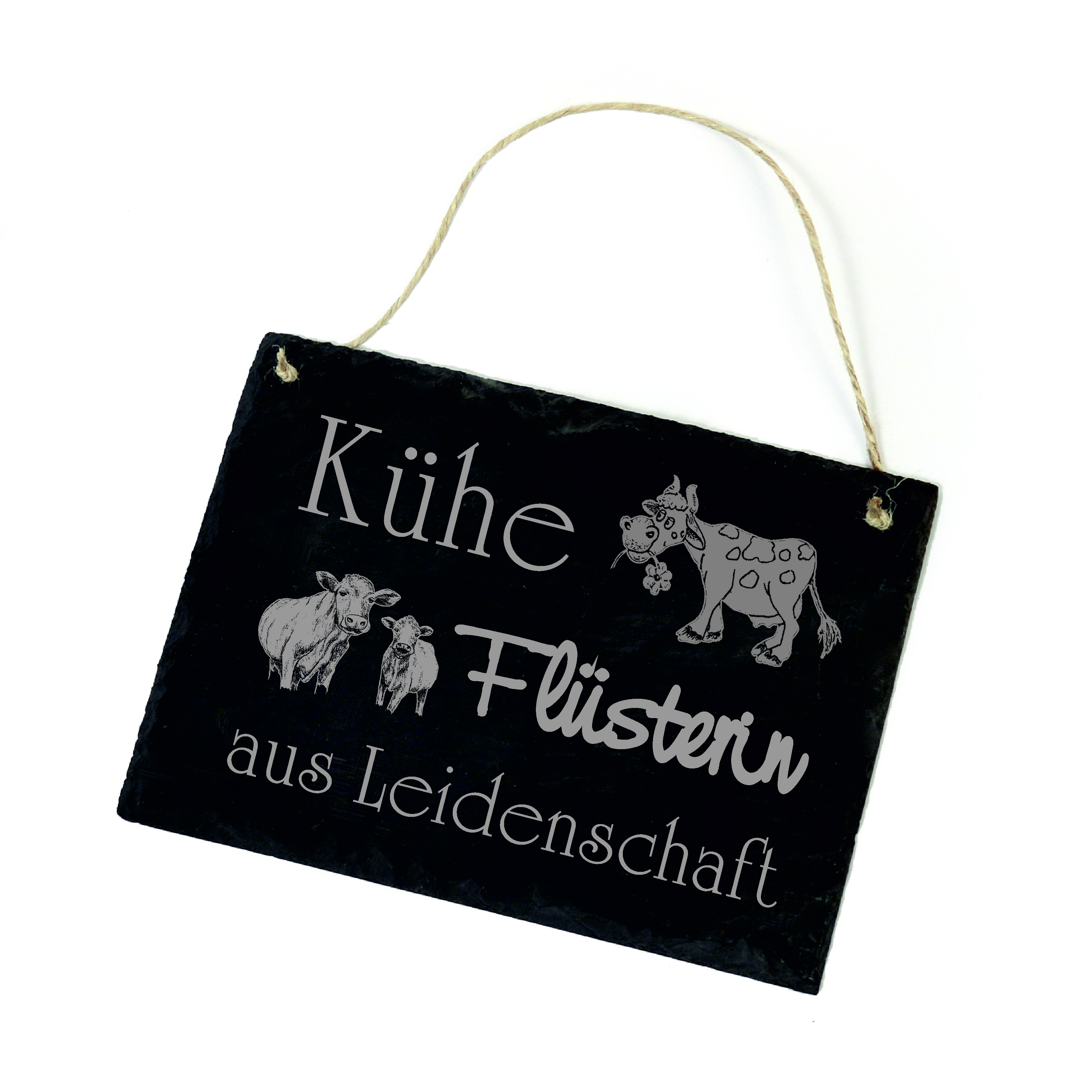 Kühe Flüsterin aus Leidenschaft Küheflüsterin Schild Schiefer Tierärztin Türschild Kuhstall 22x16