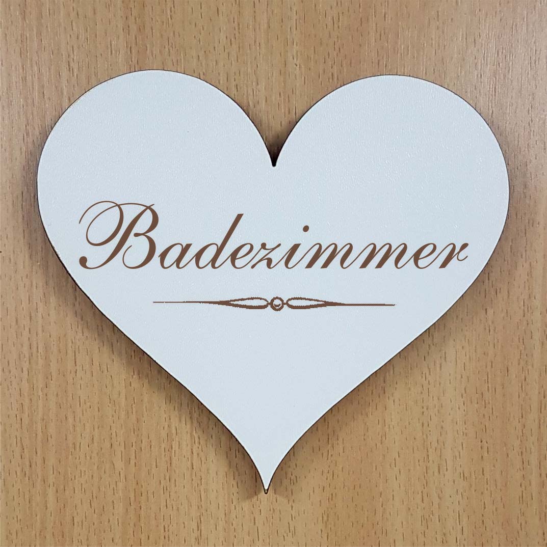 Shabby Herz « BADEZIMMER » selbstklebendes Türschild