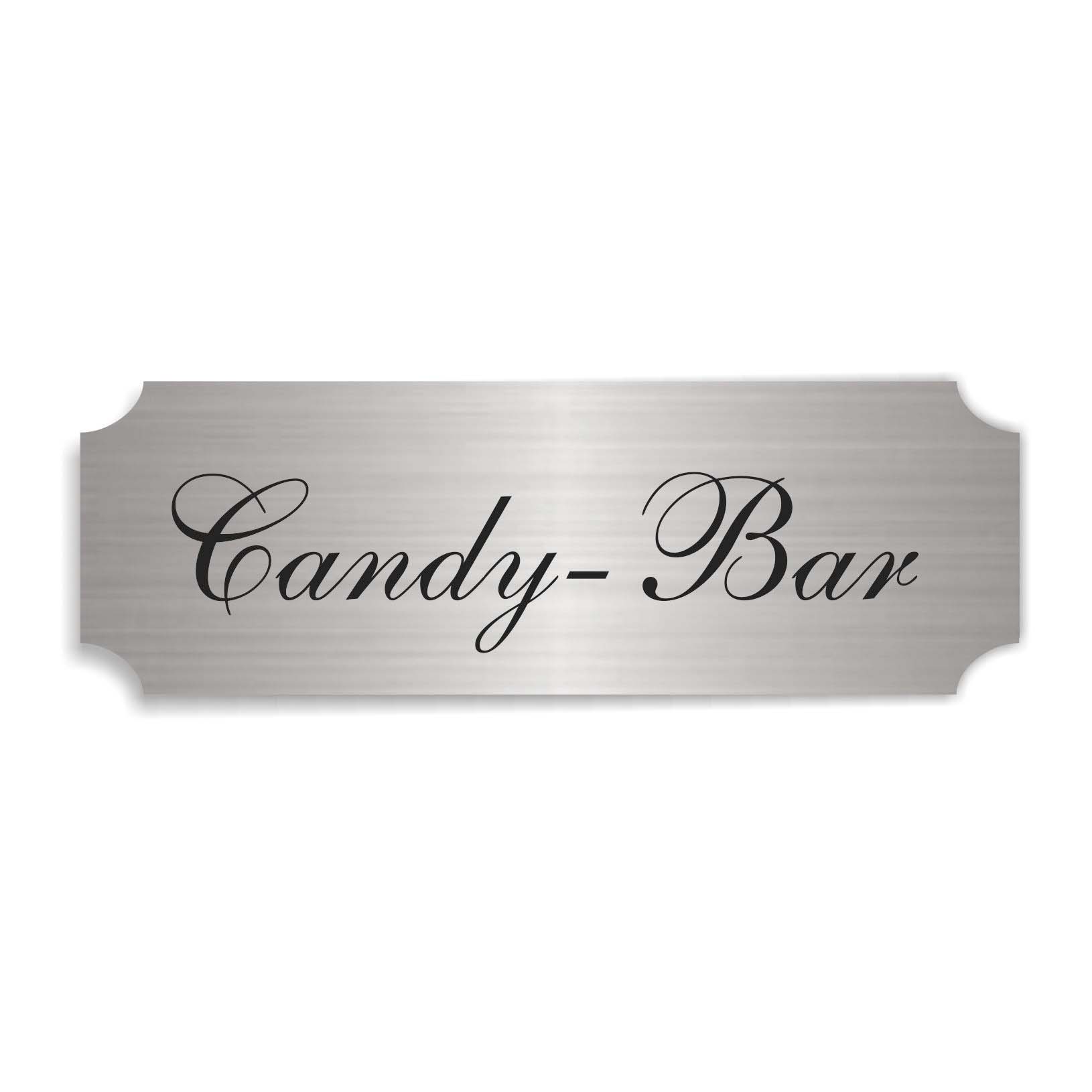 Schild « CANDY-BAR » selbstklebend - Aluminium Look - silber