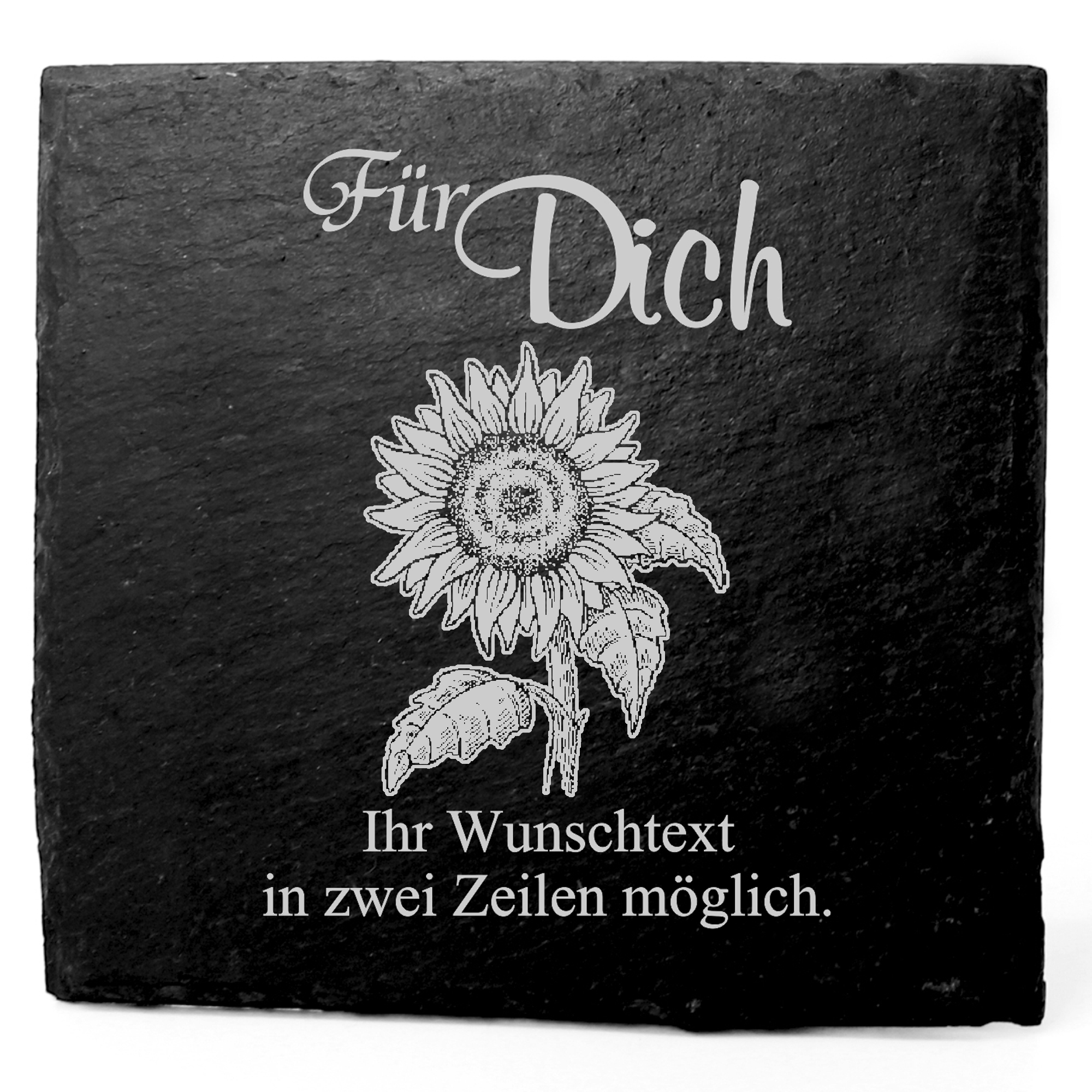 Deko Schiefer Untersetzer personalisiert Sonnenblume - Für Dich - 11x11cm