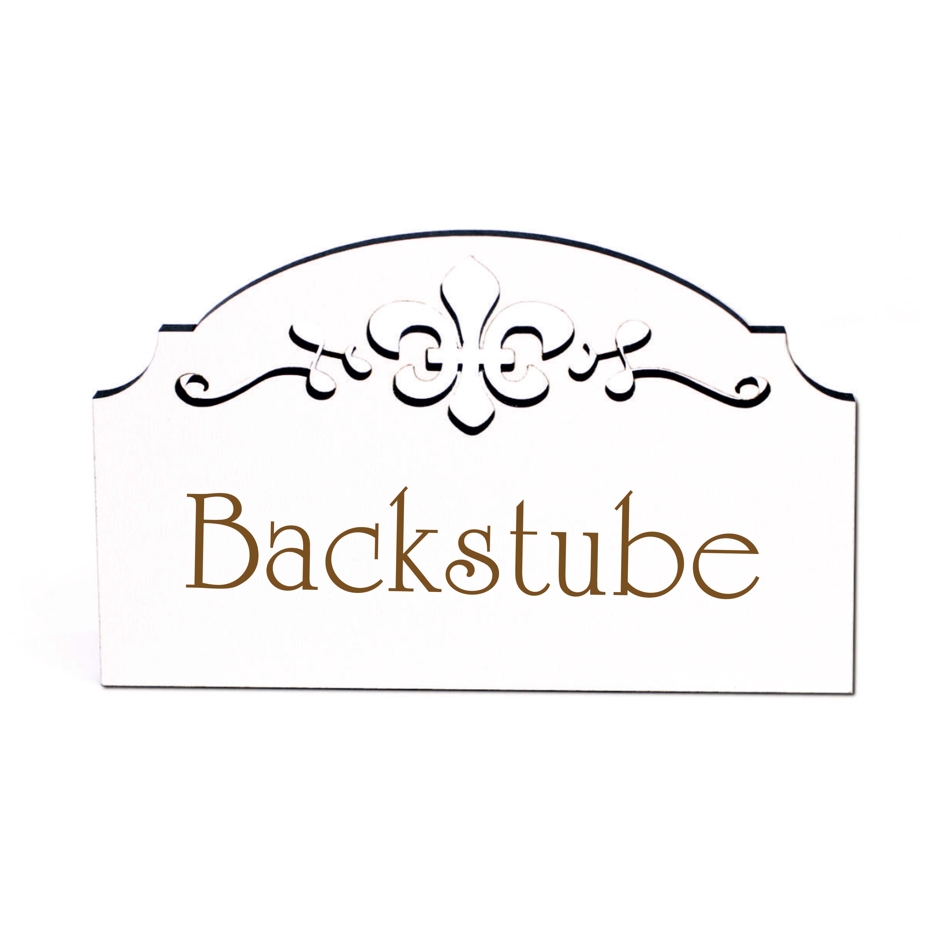 Backstube Türschild Schild Holz graviert Ornamente selbstklebend Bäcker Türdeko 15,5 x 9,5 cm