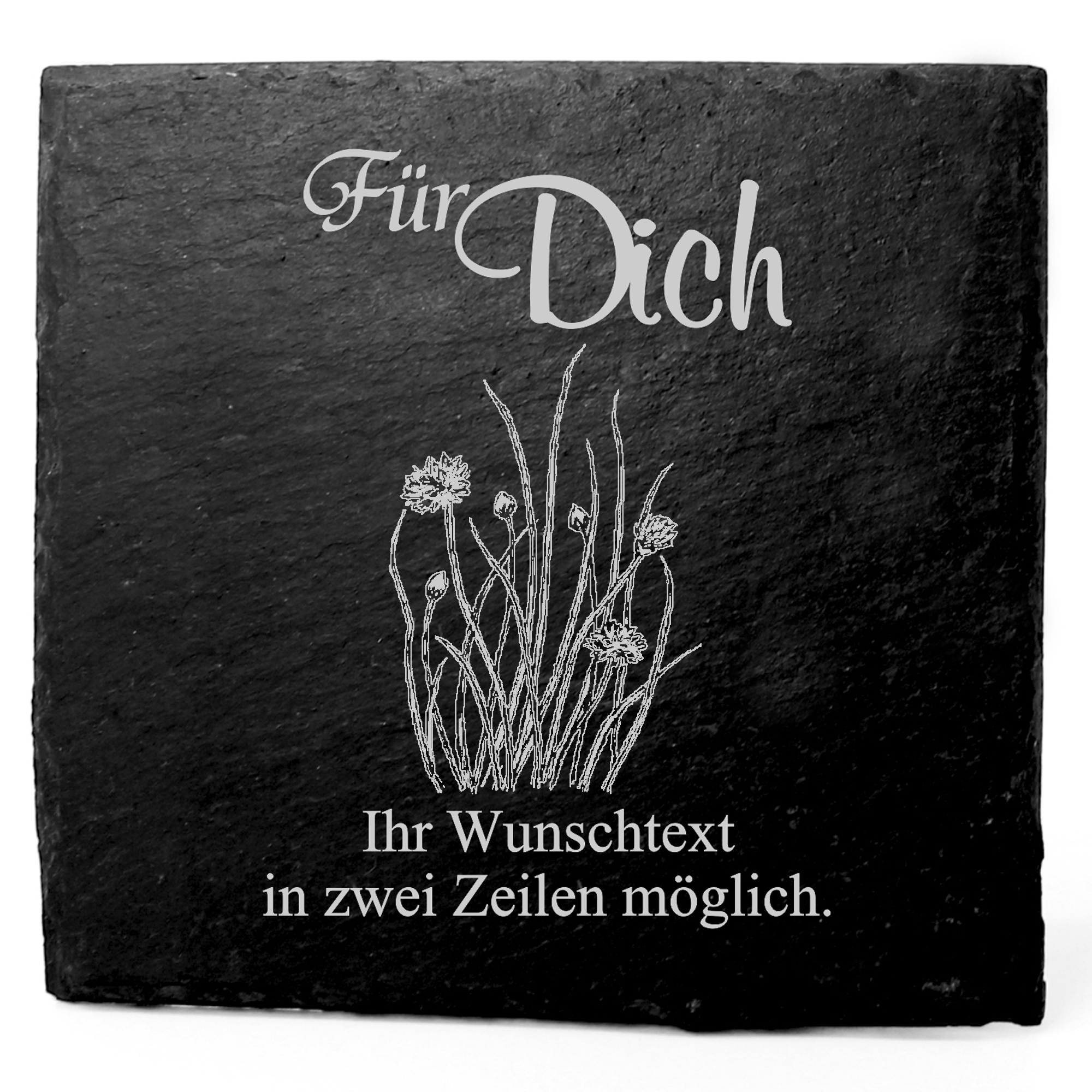 Deko Schiefer Untersetzer personalisiert Schnittlauch - Für Dich - 11x11cm