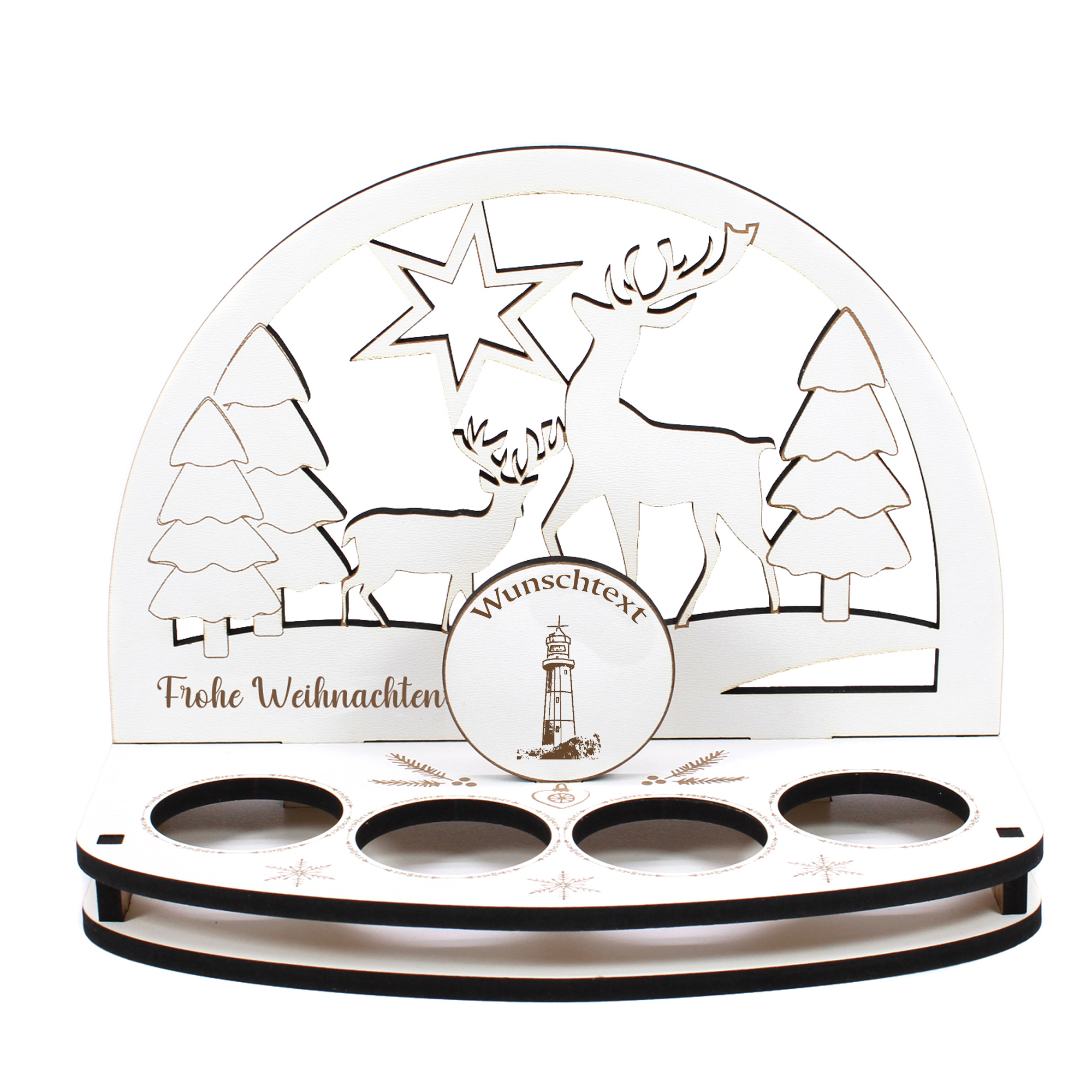 Deko Schwibbogen Insel Borkum Leuchtturm Teelichthalter personalisiert Weihnachten Weihnachtsdekorat