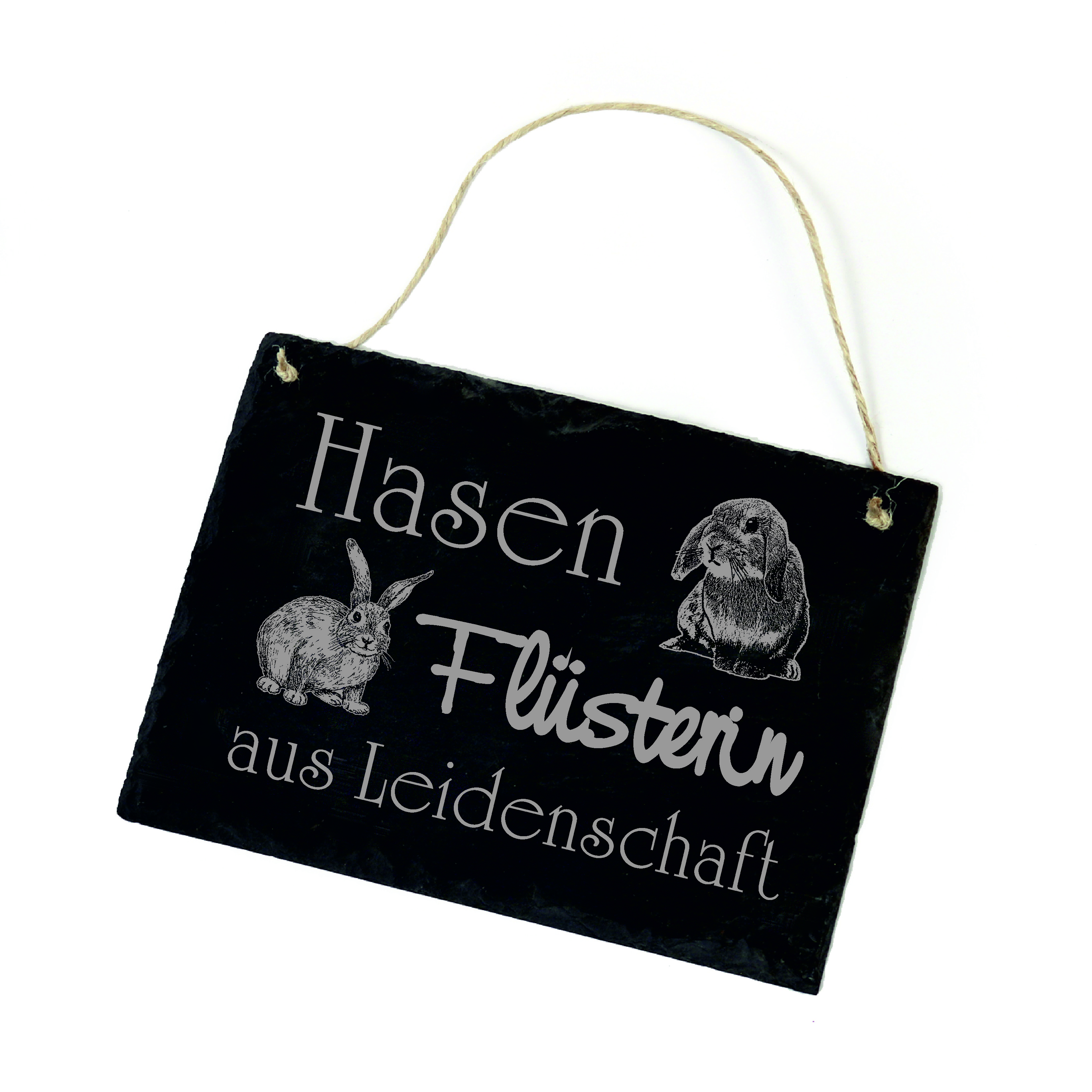 Hasen Flüsterin aus Leidenschaft Hasenflüsterin Schild Schiefer Tierarzt Türschild Hasenstall 22x16