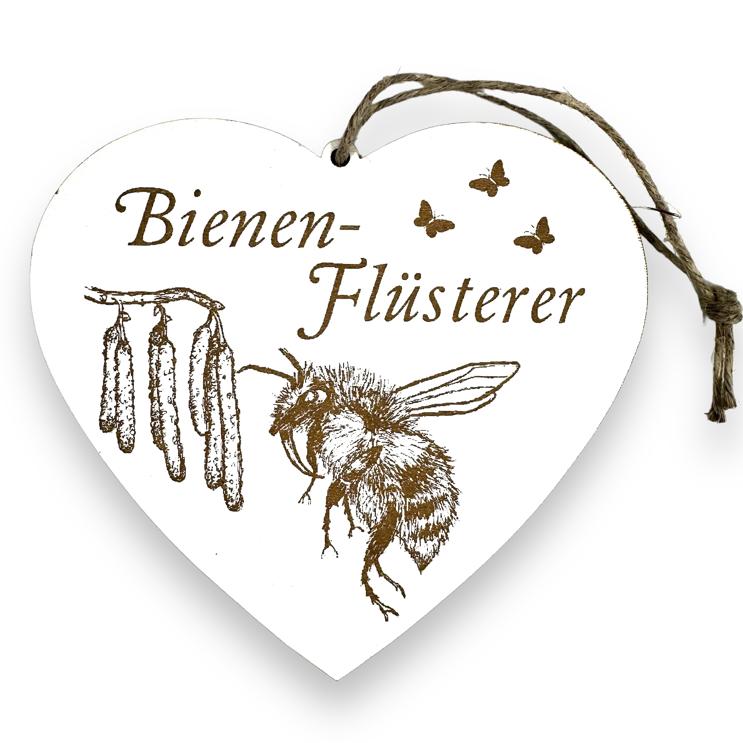 Bienenflüsterer Schild - Herzschild mit Gravur - Deko Imker Imkerei 13 x 12 cm