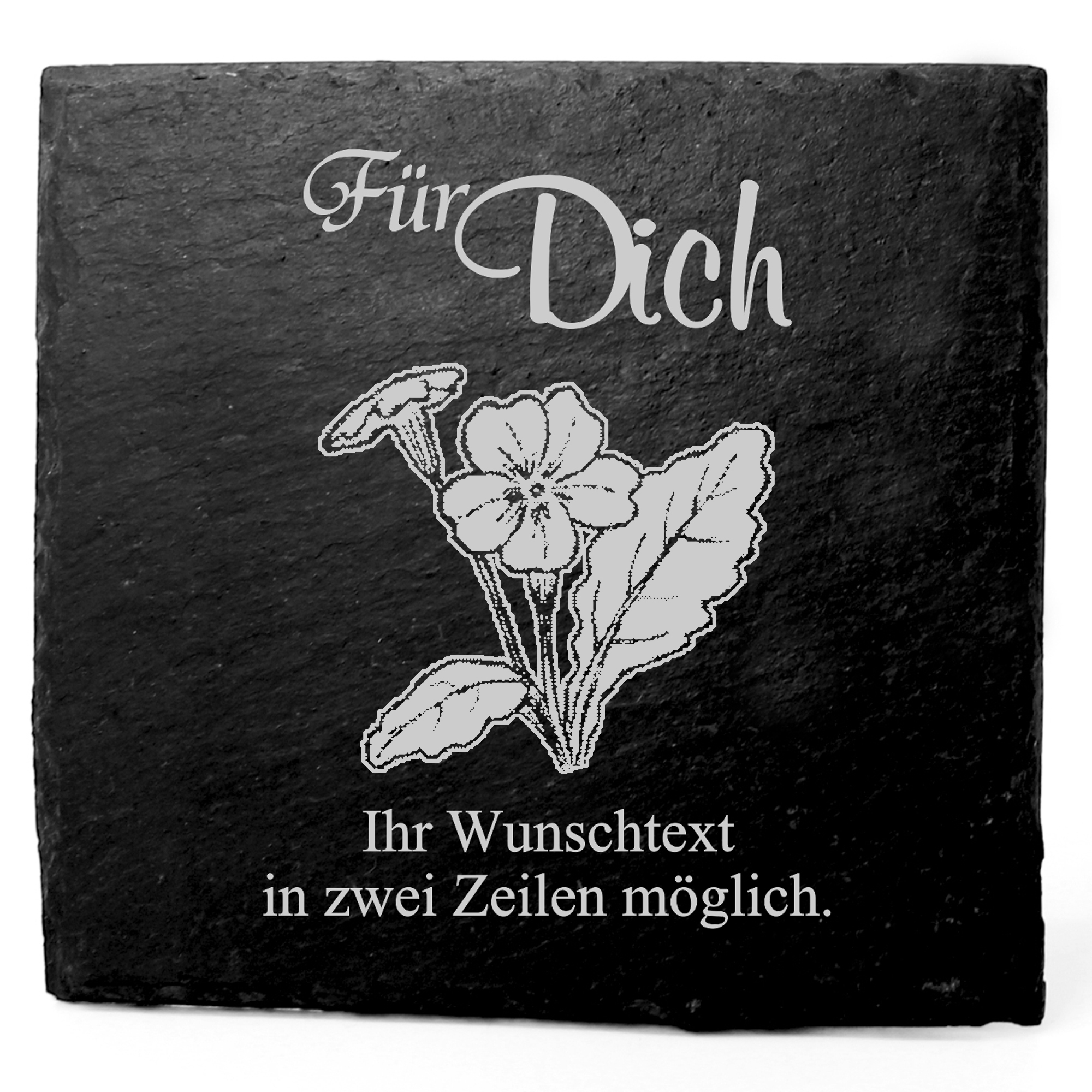 Deko Schiefer Untersetzer personalisiert Schlüsselblume Primel - Für Dich - 11x11cm