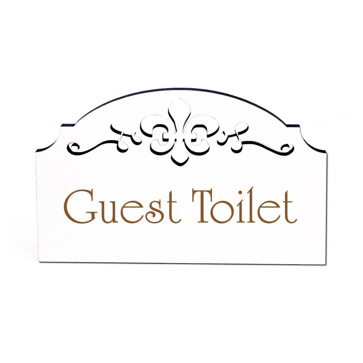 Guest Toilet Türschild Schild Holz selbstklebend Ornamente Gästetoilette WC Deko 15,5 x 9,5 cm