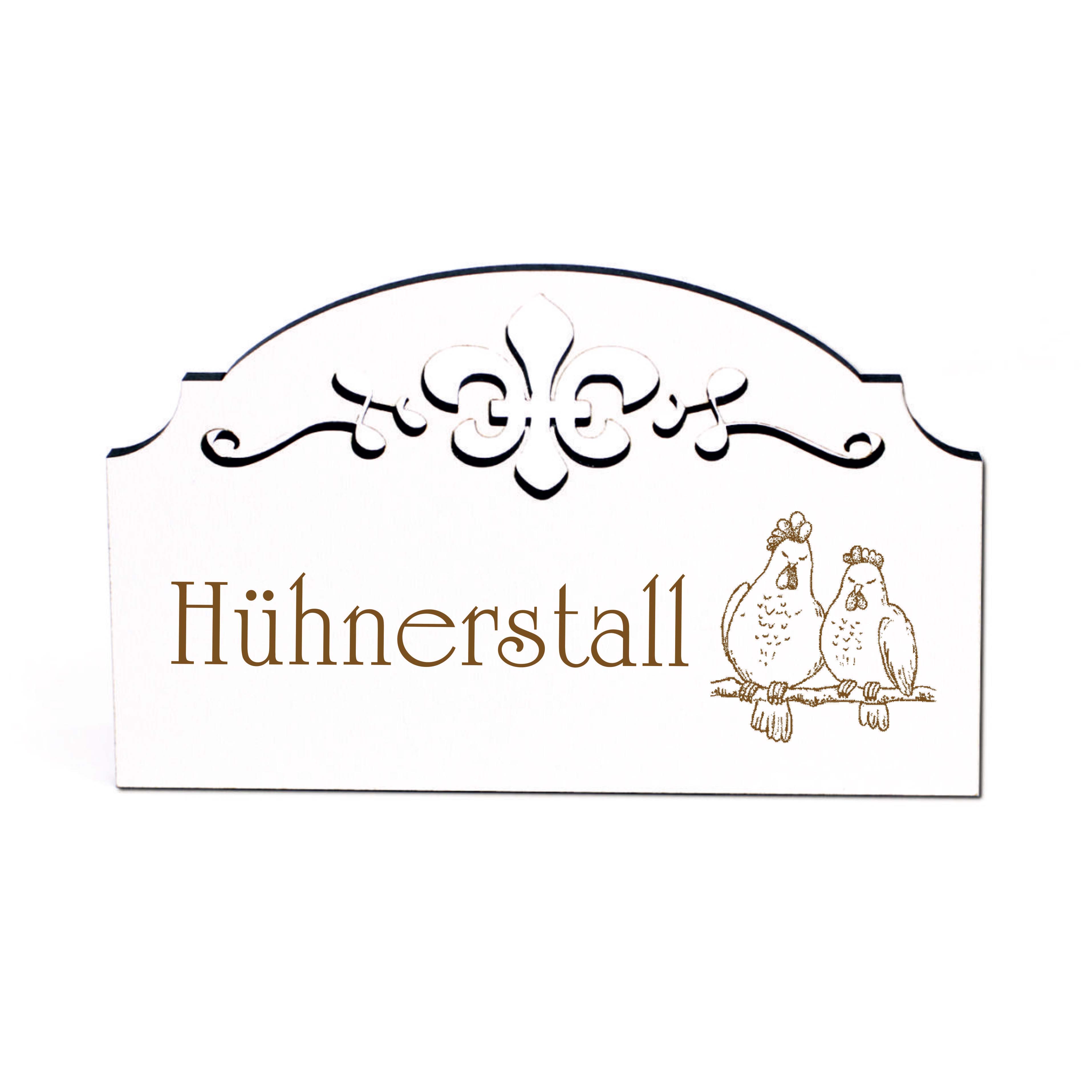 Hühnerstall Türschild Schild Holz graviert Ornamente selbstklebend Vintage Stall Türdeko 15,5 x 9,5