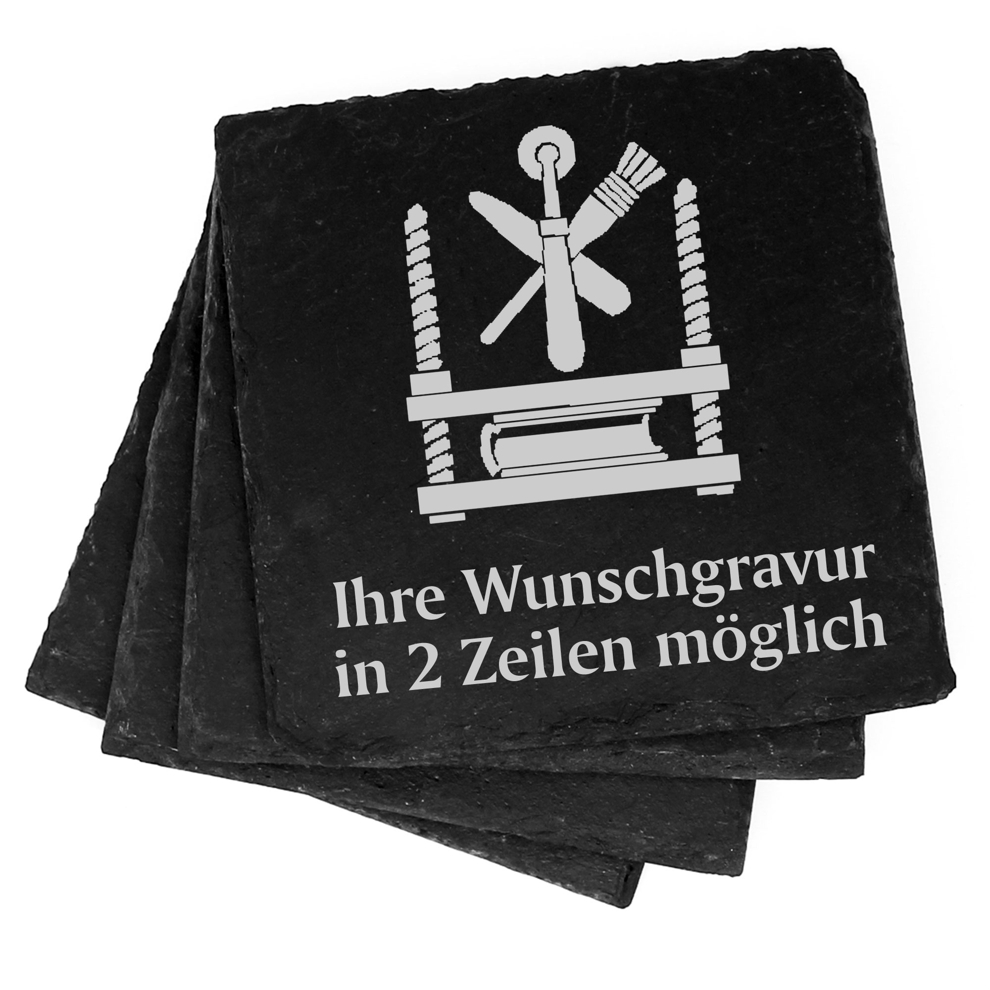 4x Buchbinder Deko Schiefer Untersetzer Wunschgravur Set - 11 x 11 cm