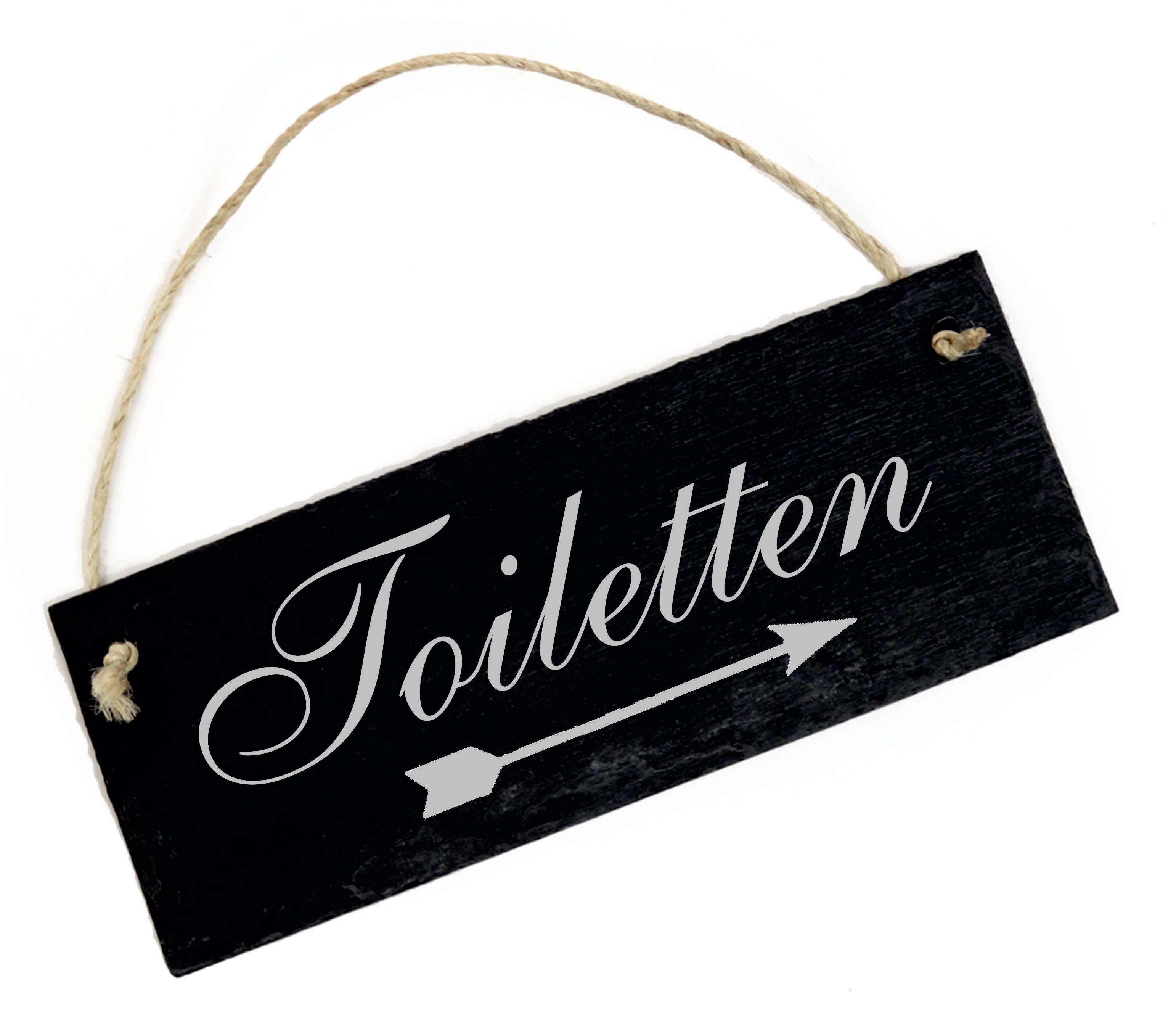 Toiletten Schild mit Pfeil rechts - Schiefertafel graviert Richtungspfeil Türschild 22 x 8 cm