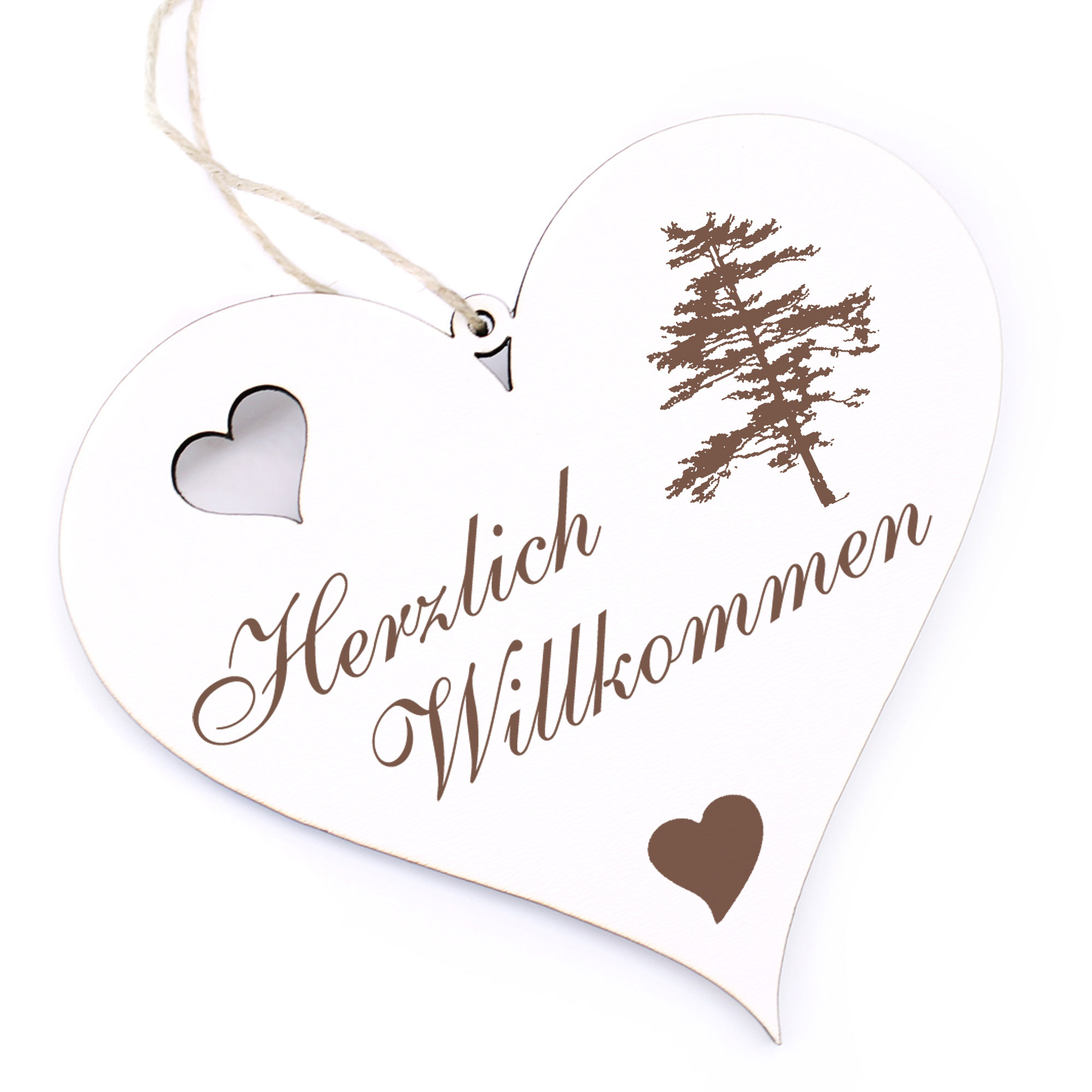 Herzlich Willkommen Schild - Kiefer - Deko Herz Holz