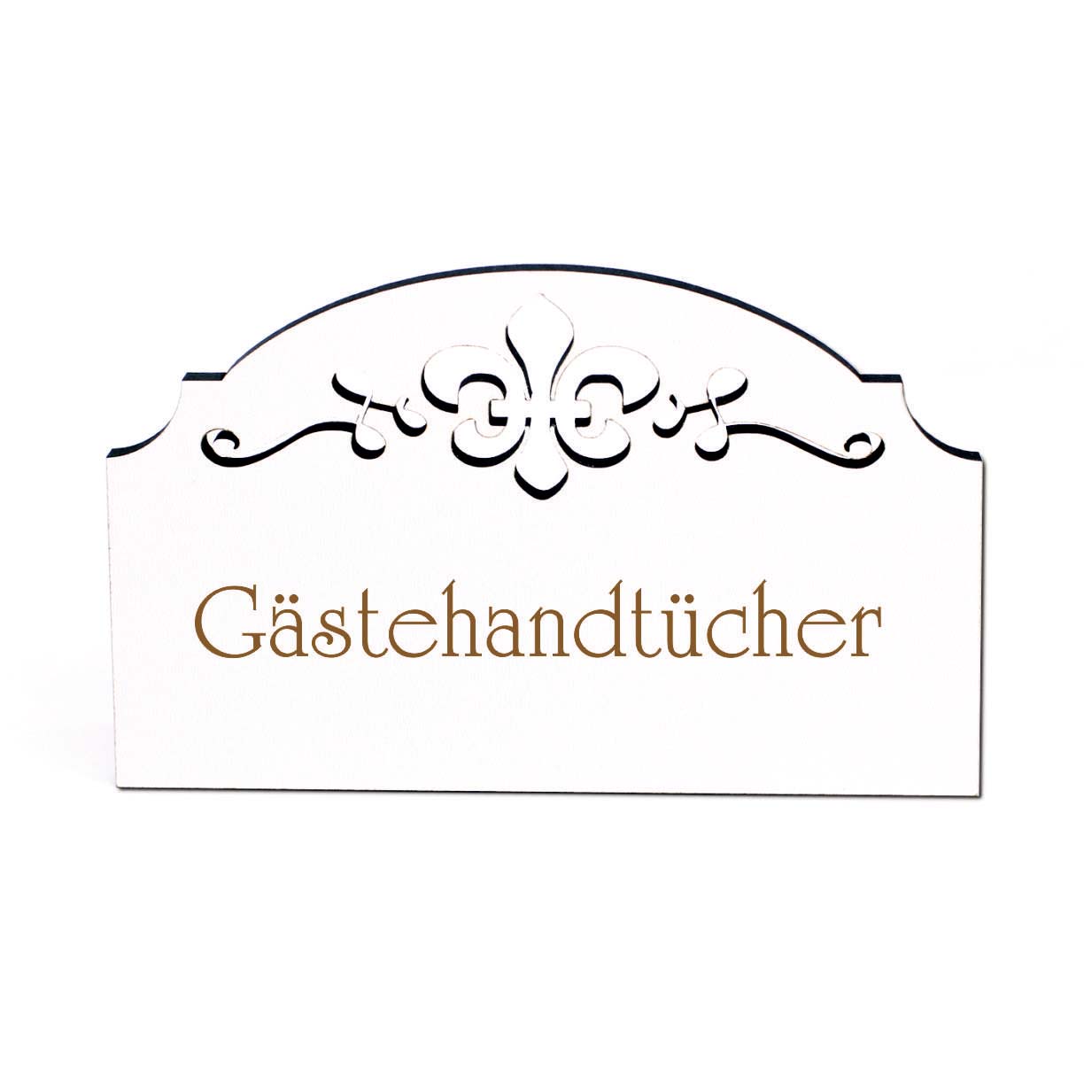 Gästehandtücher Schild Holz graviert Ornamente selbstklebend Gäste Türschild Türdeko 15,5 x 9,5 cm