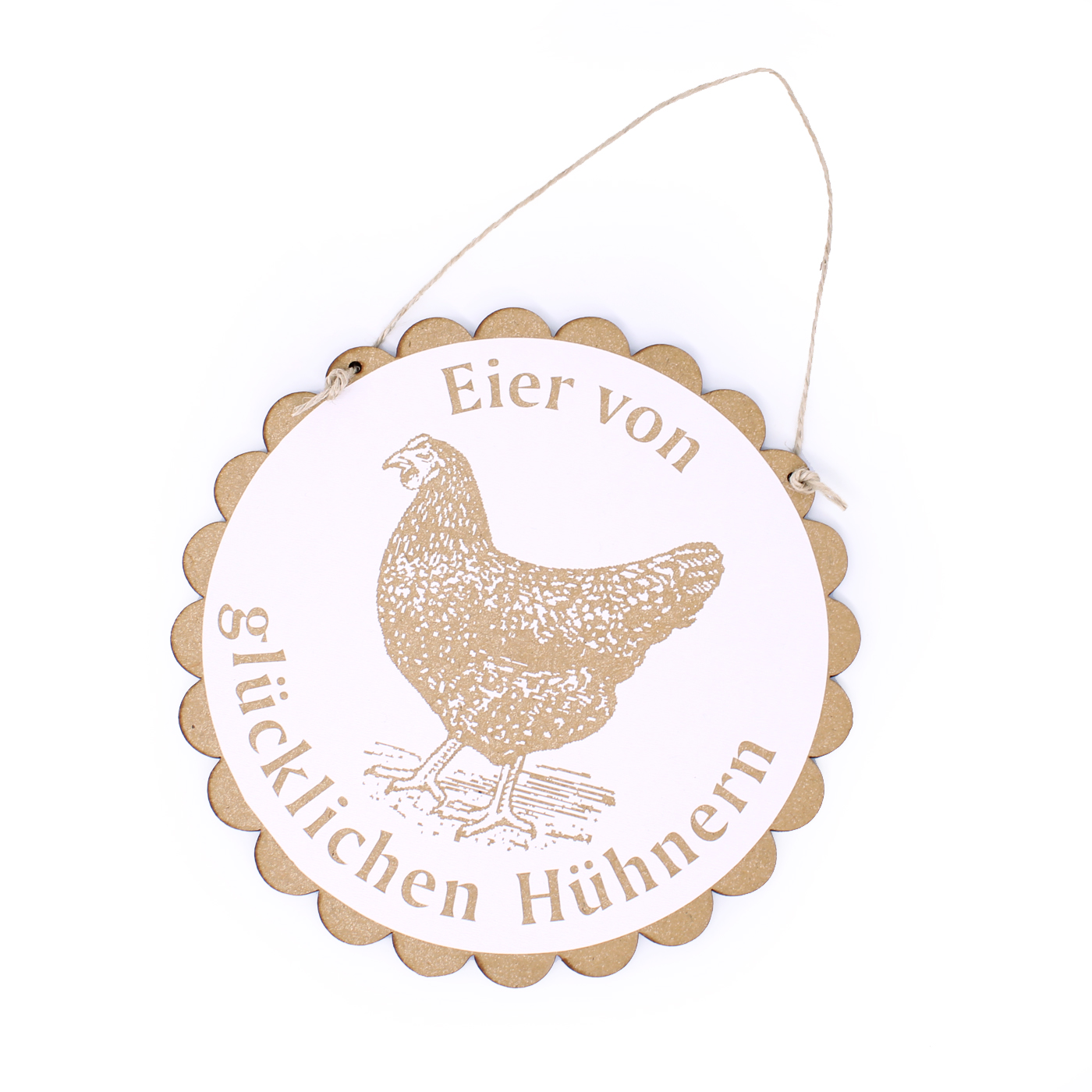 Schild Eier von glücklichen Hühnern mit Motiv schwarzes Huhn • Ø 20 cm