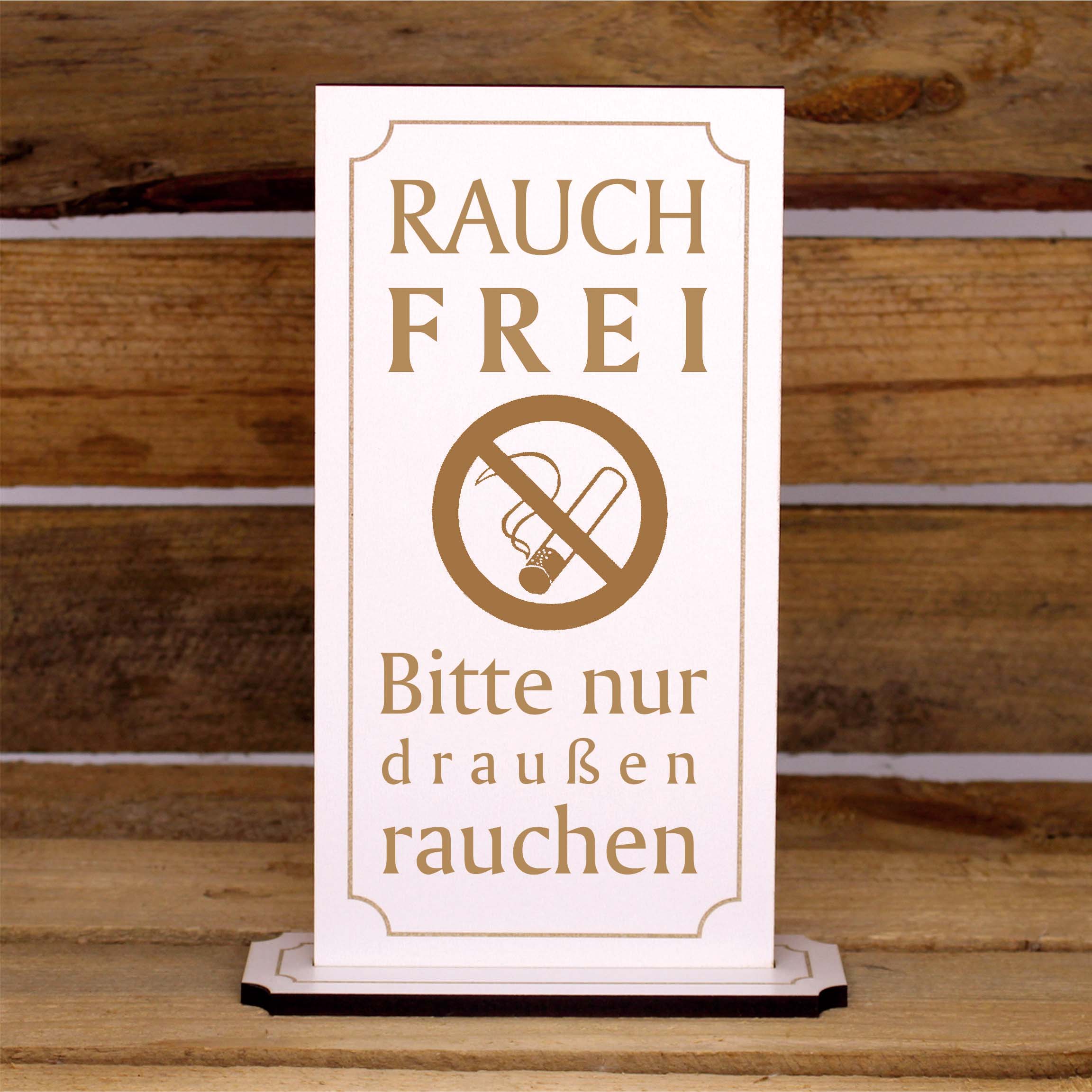 Rauchfrei Aufsteller Schild Holz graviert Tischaufsteller Nichtraucher Tischdeko 20 x 10 cm