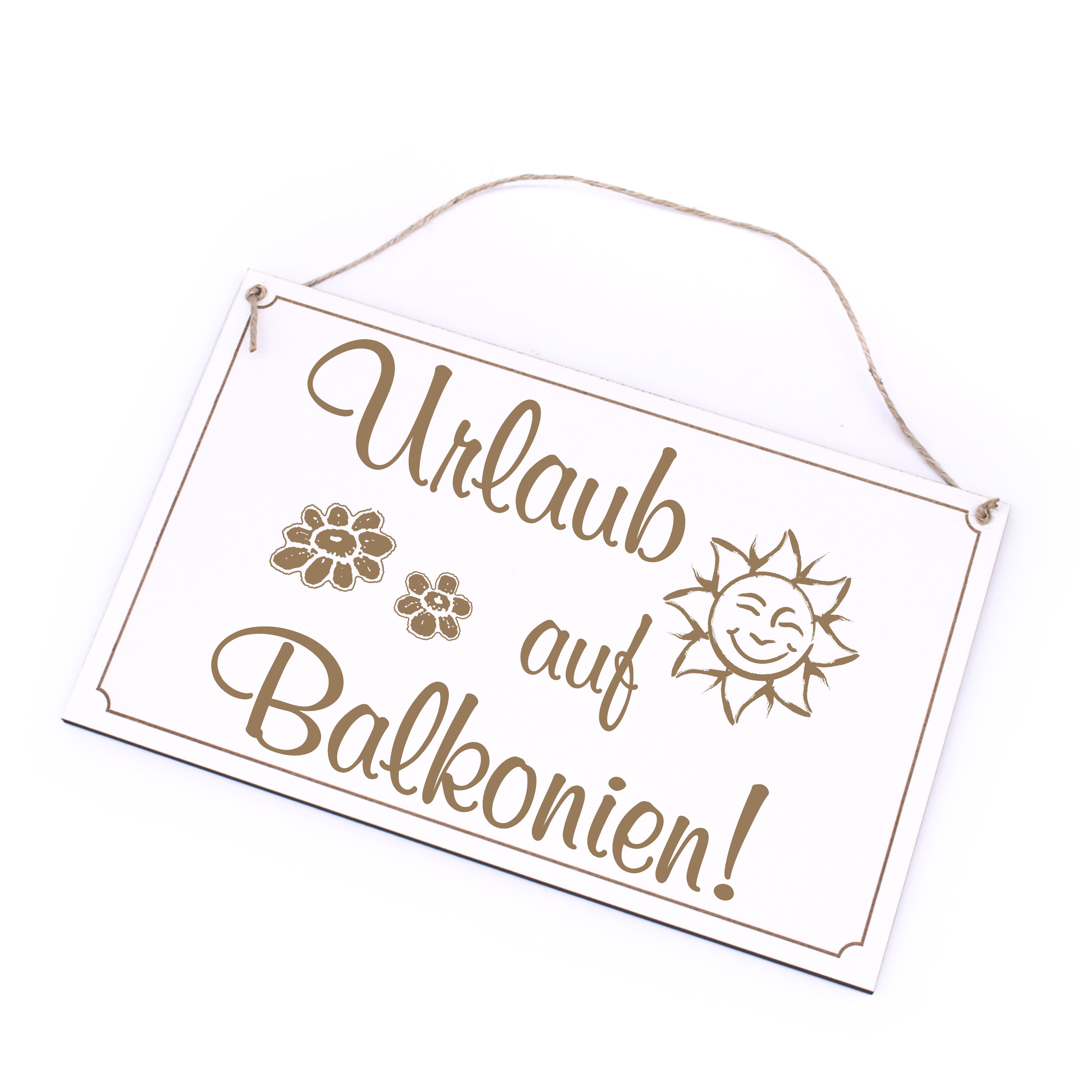 Schild Balkon - Urlaub auf Balkonien - Holz Türschild  Dekoration 26 x 16 cm