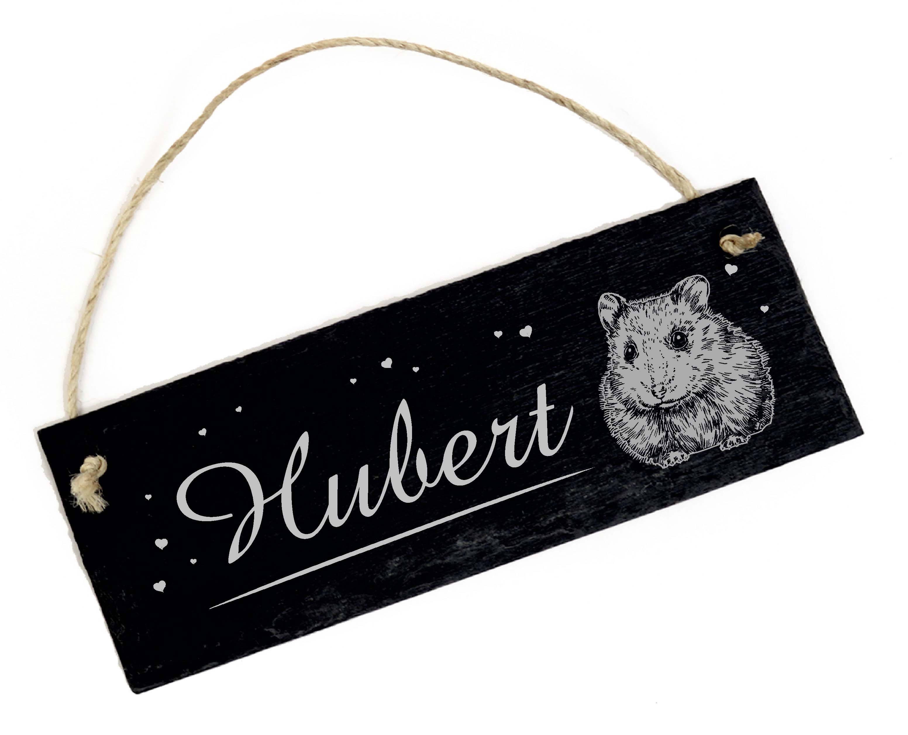 Hamster Schild Namensschild Feldhamster Schiefer Gehege graviert personalisiert 22x8cm