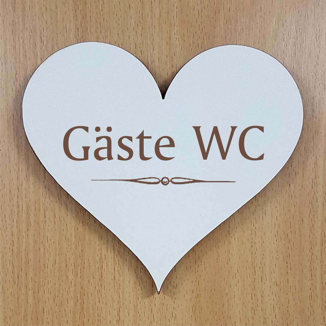 Shabby Herz « GÄSTE WC » selbstklebendes Türschild