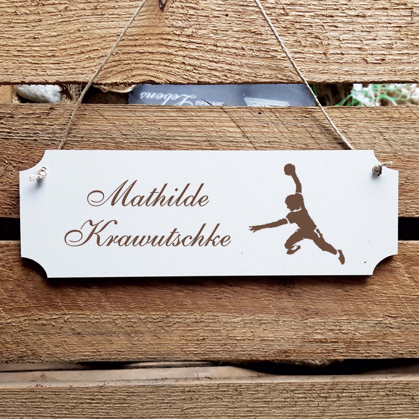 Schild « Handball » Namensschild Türschild zum Anhängen - 20 x 6,7 cm