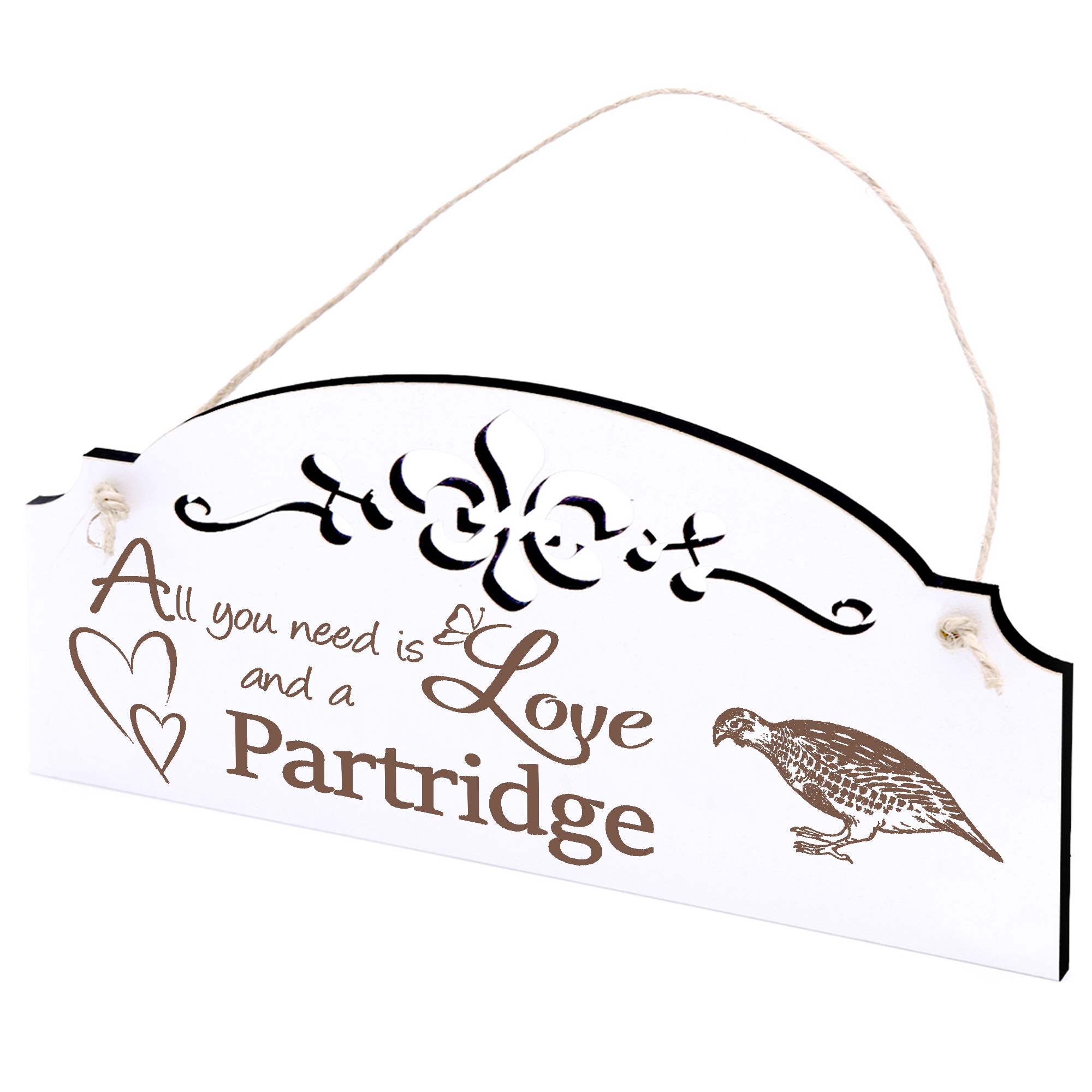 Schild Rebhuhn Deko 20x10cm - All you need is Love and a Partridge - Holz