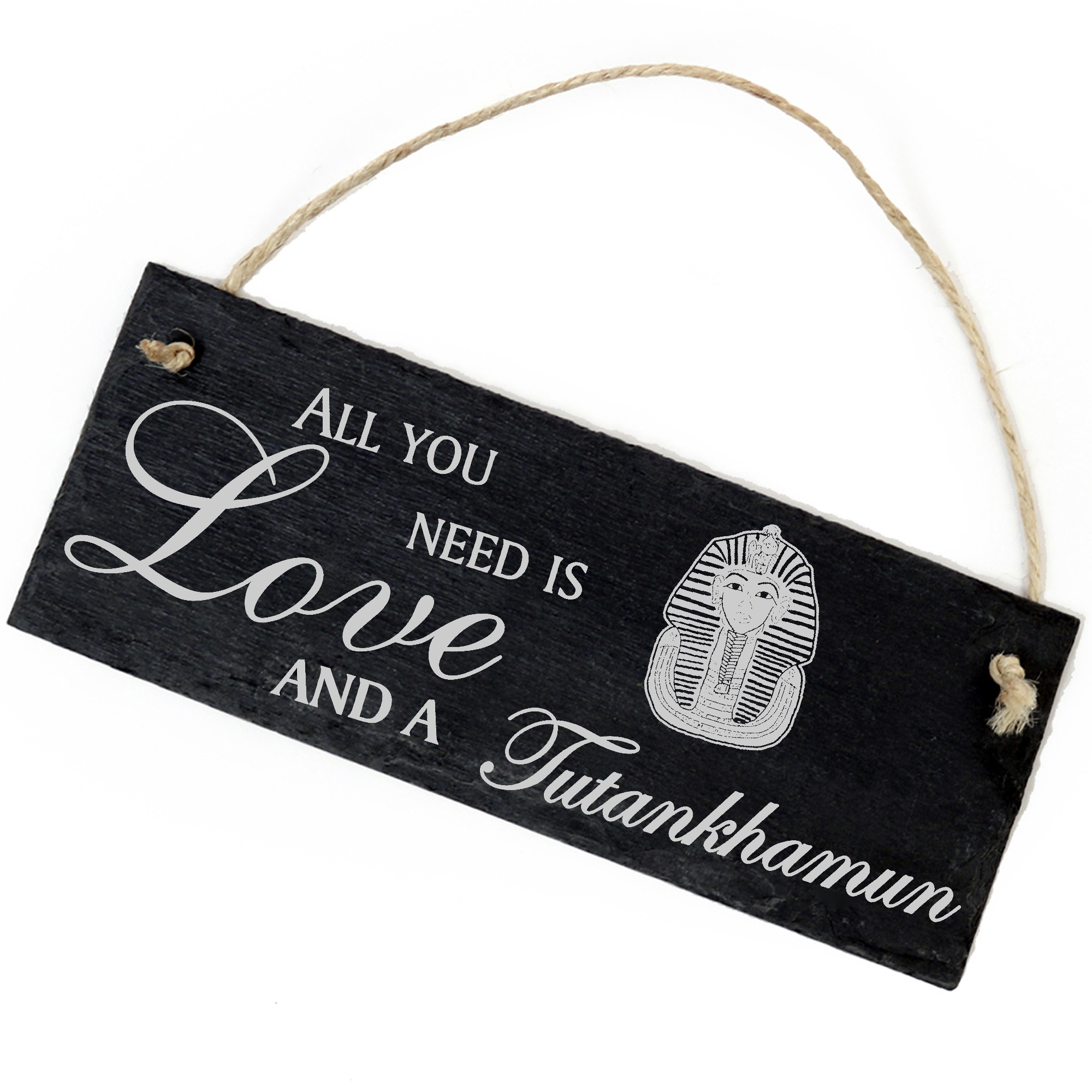 Schiefertafel Deko Tutanchamun Schild 22 x 8 cm - All you need is Love and a Tutankhamun