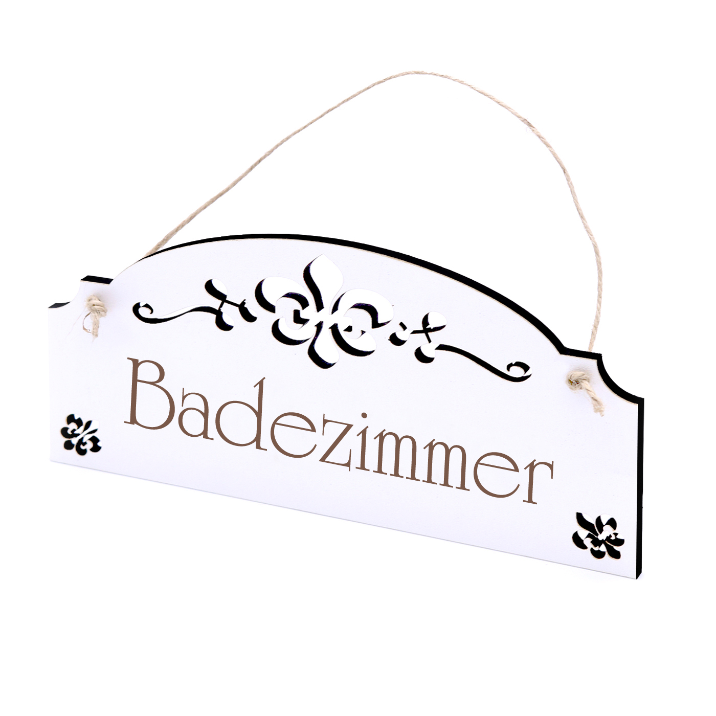 Schild Badezimmer - Vintage Türschild mit Ornamenten