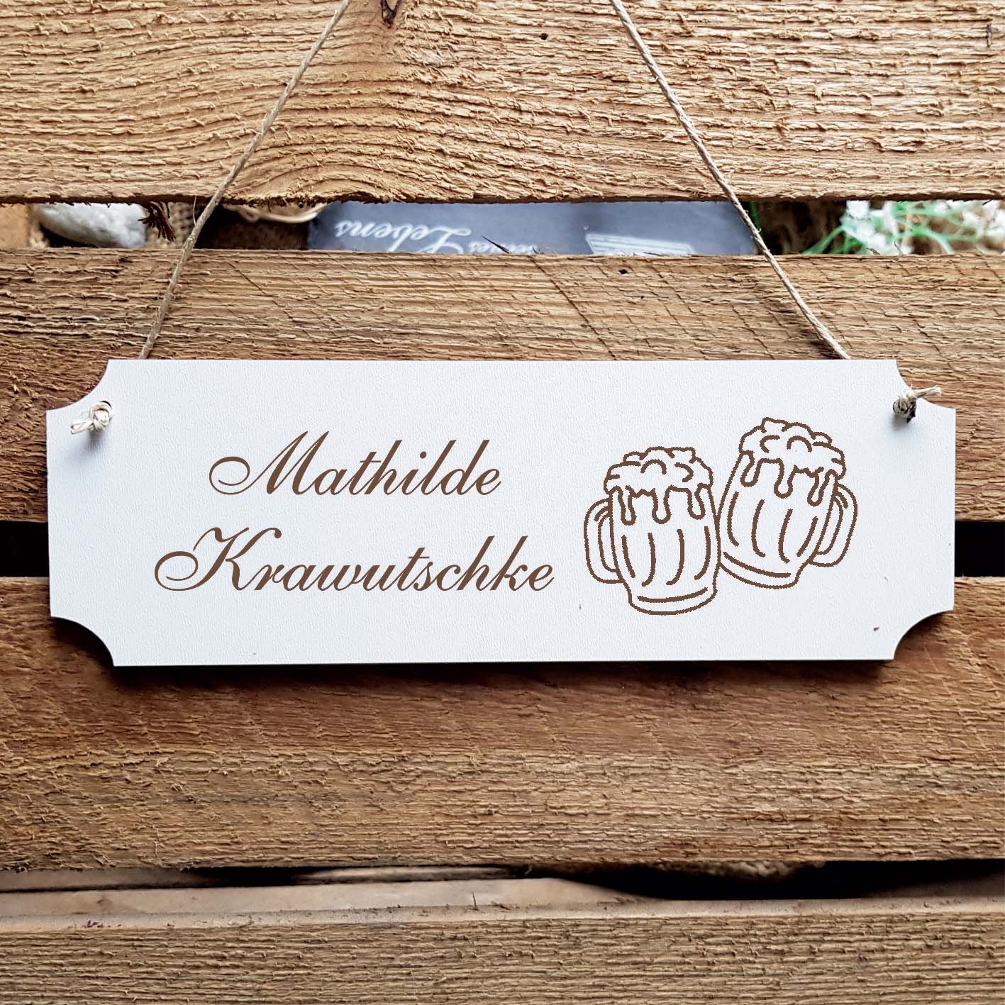 Schild « Biergläser » Namensschild Türschild zum Anhängen - 20 x 6,7 cm