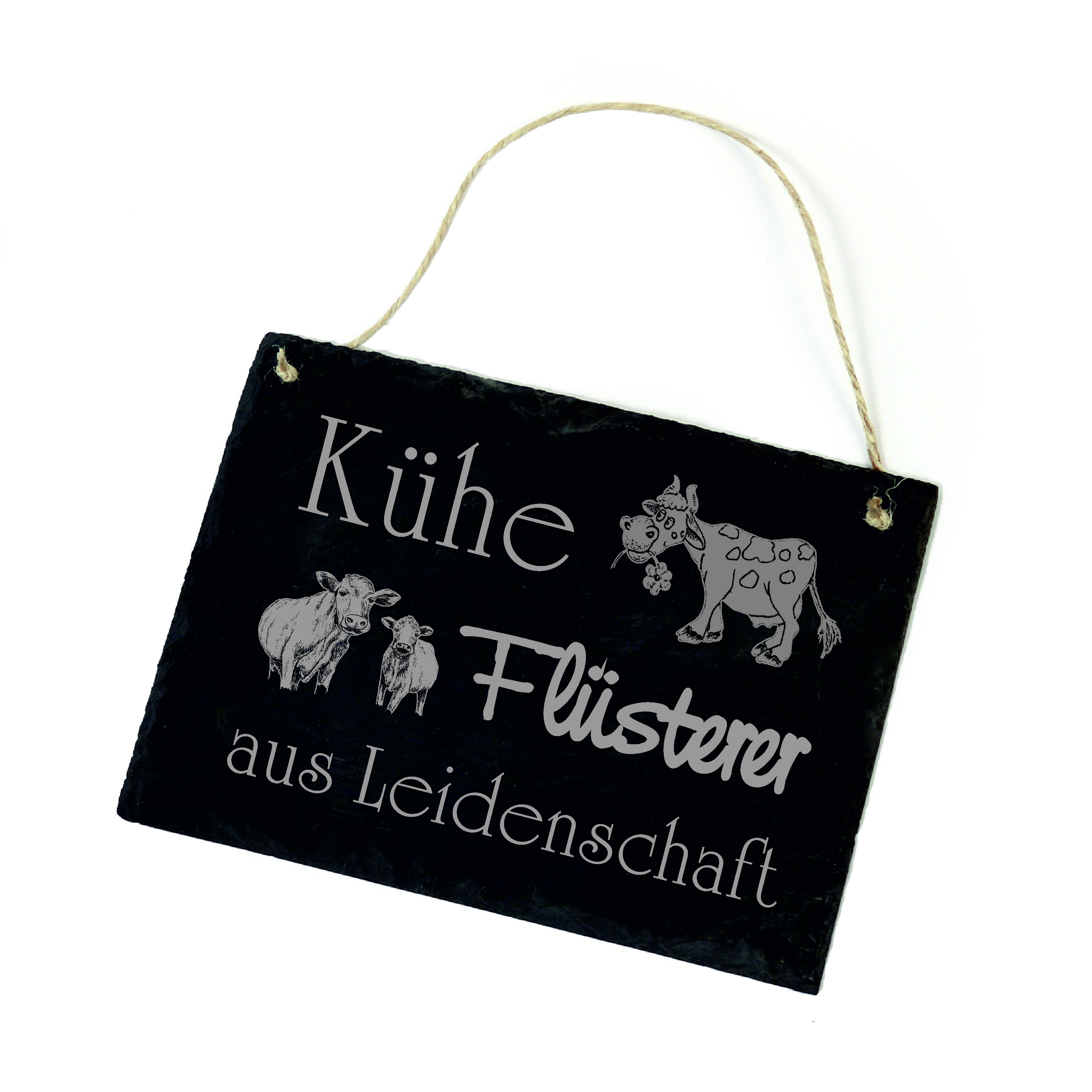 Kühe Flüsterer aus Leidenschaft Küheflüsterer Schild Schiefer Tierarzt Türschild Kuhstall 22x16