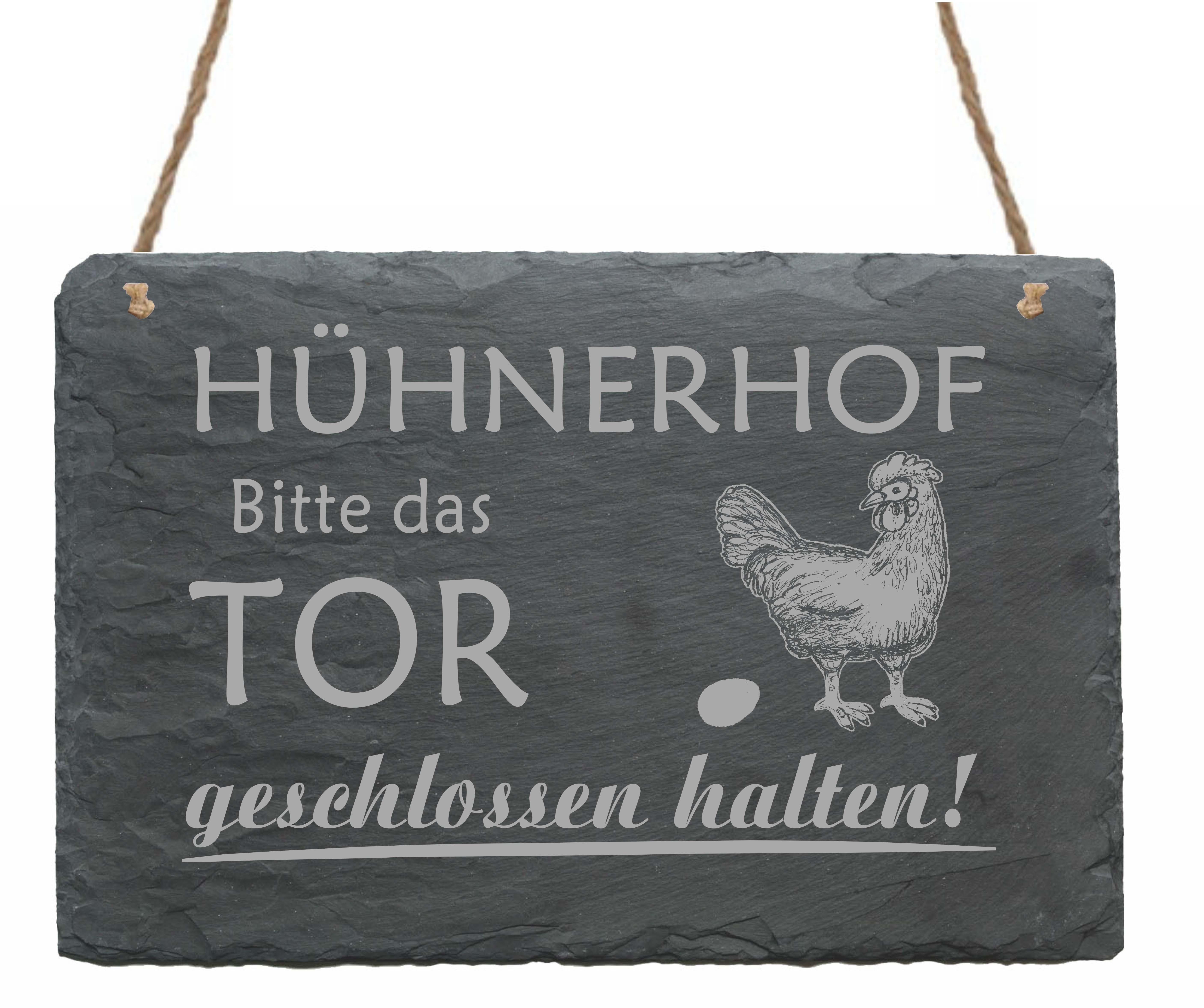 Schiefertafel « HÜHNERHOF- Bitte das TOR GESCHLOSSEN halten » Schild