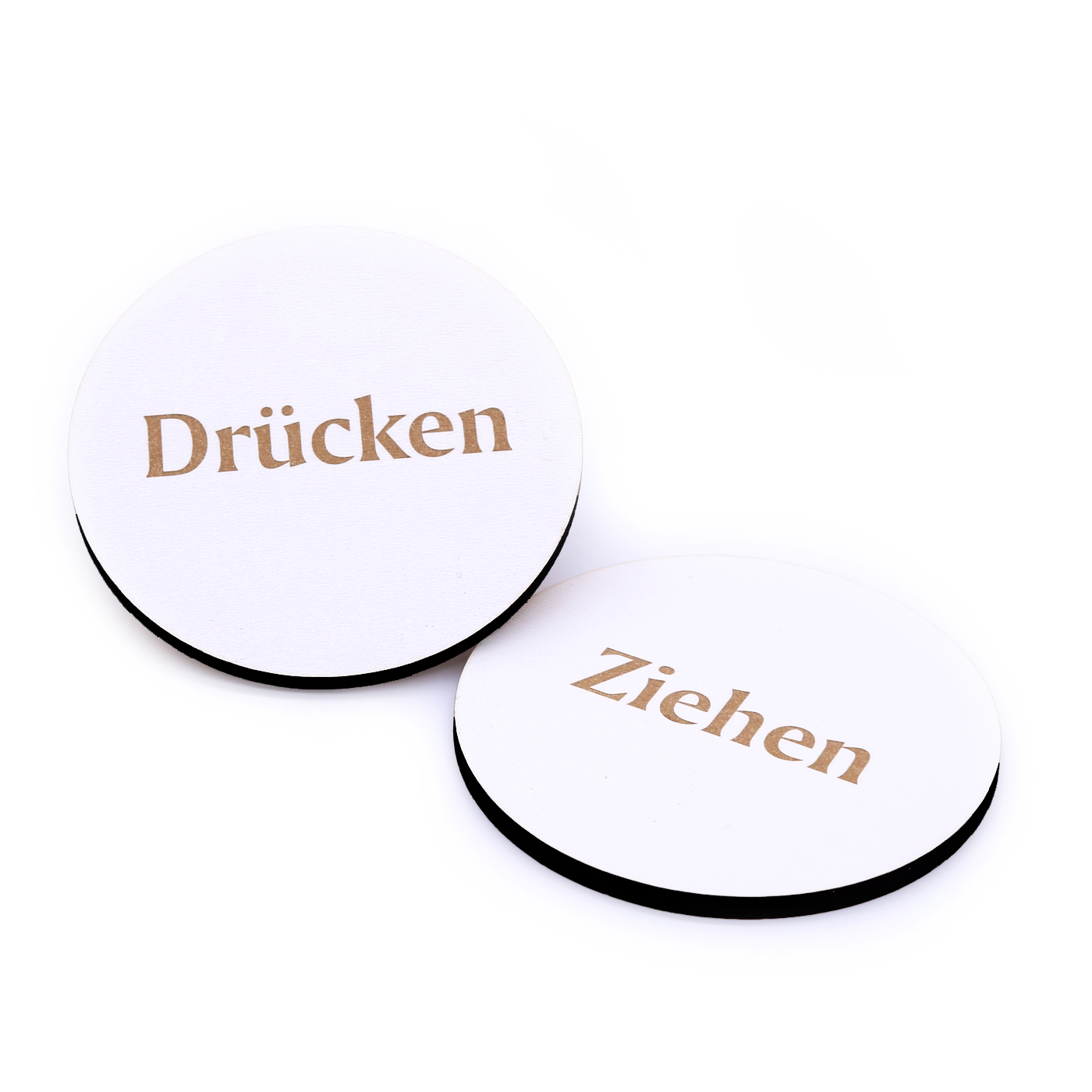 Schild Ziehen Drücken - Türschild zum Ankleben Ø 10 cm