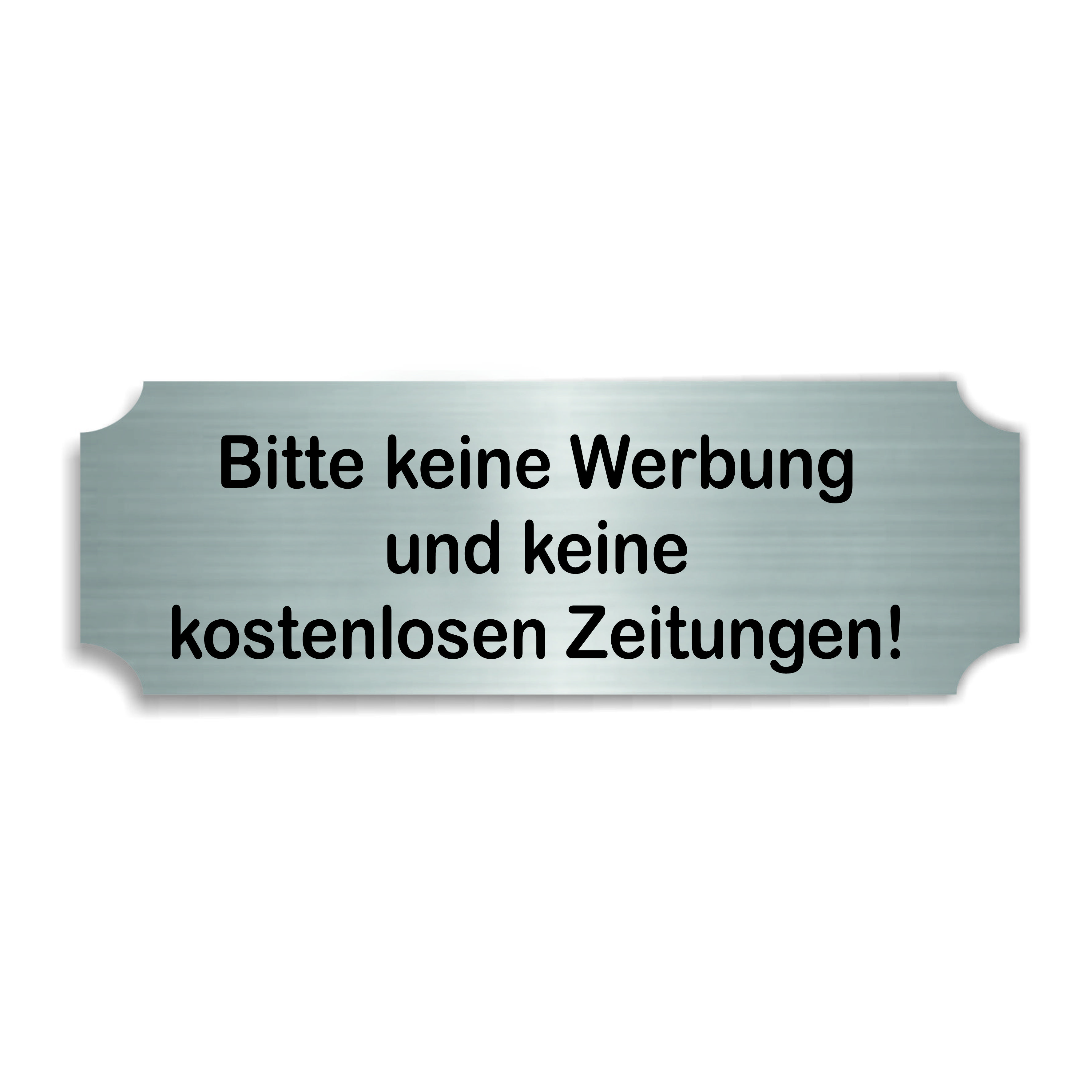 Schild Briefkasten Gravur - Bitte keine Werbung und kostenlose Zeitungen - selbstklebend 6 x 2,5 cm