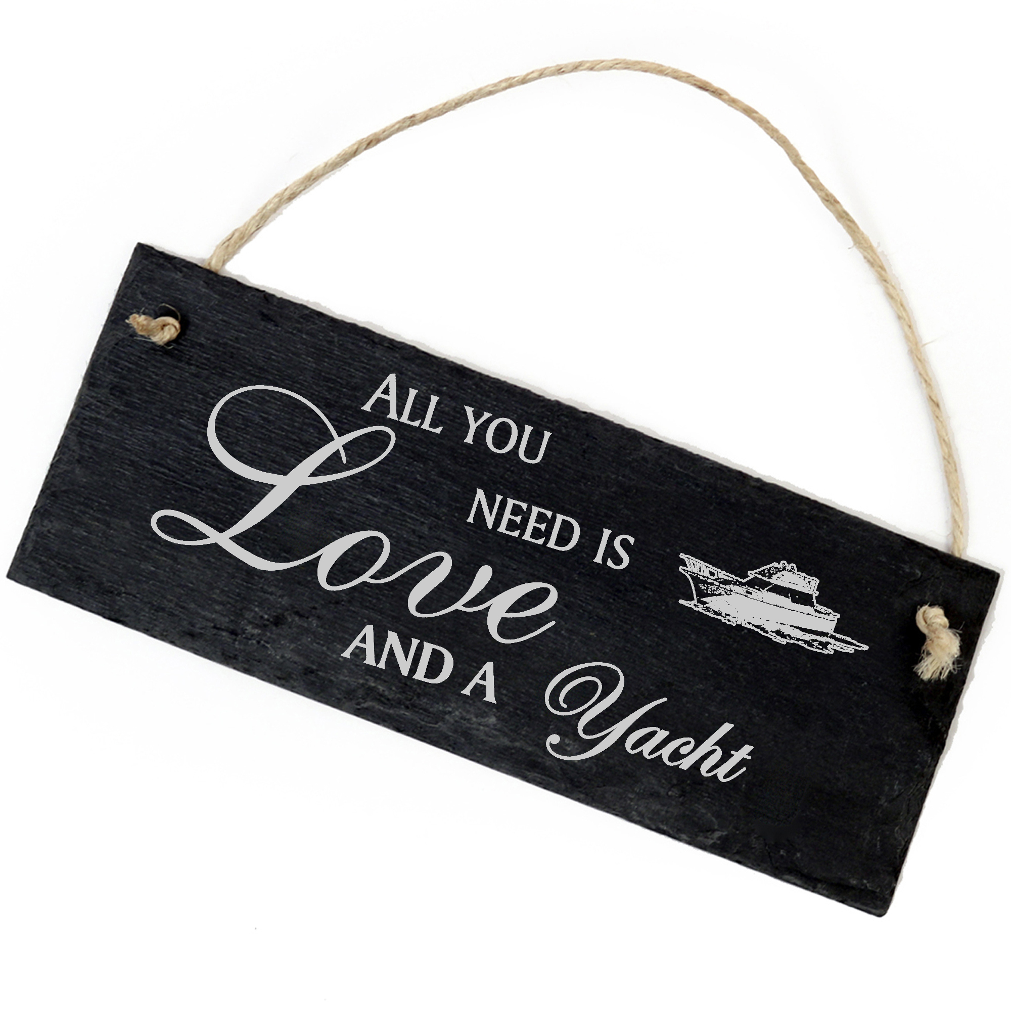 Schiefertafel Deko Jacht Schild 22 x 8 cm - All you need is Love and a Yacht