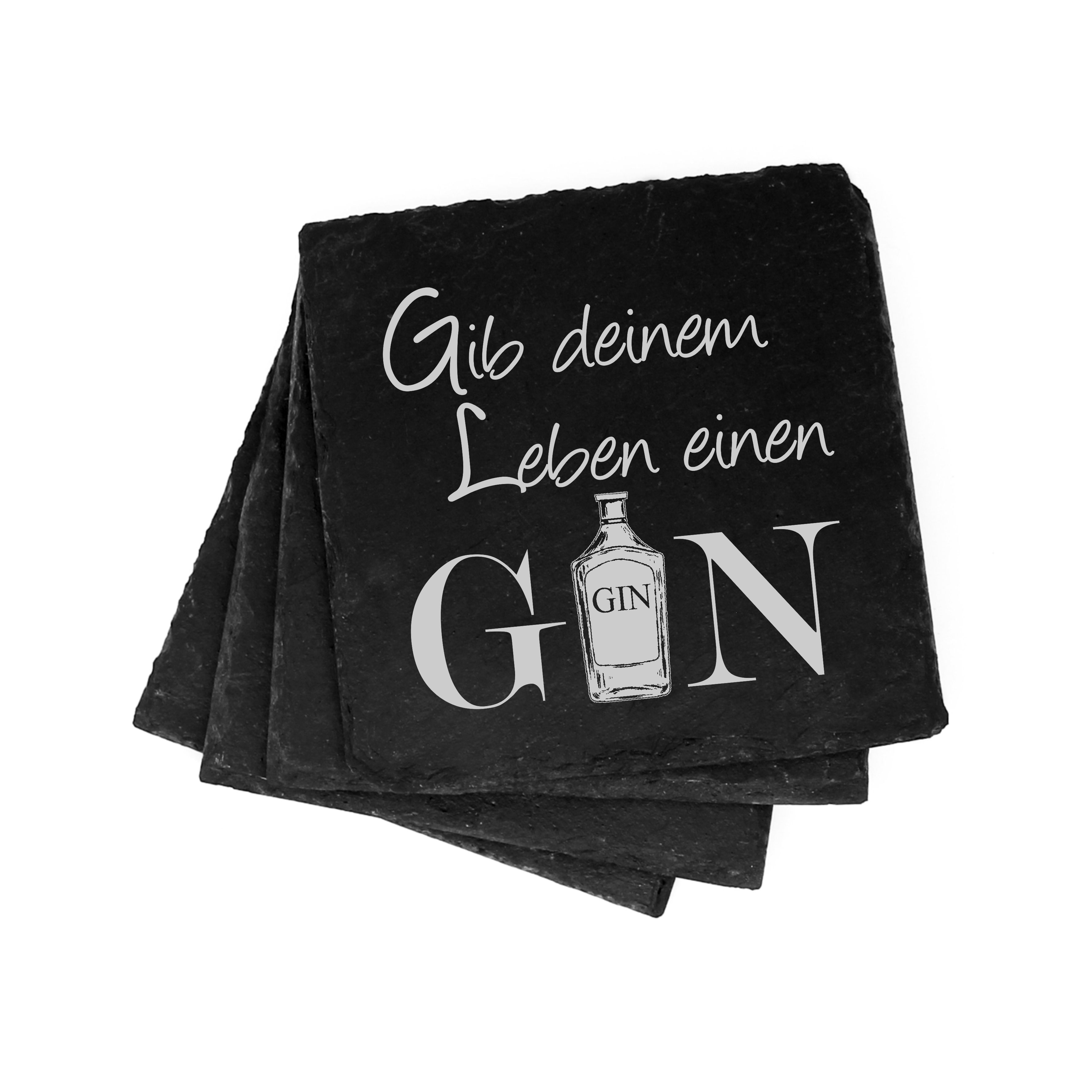 Schiefer Untersetzer Gib deinem Leben einen Gin • Set 4 Stück • 11 x 11 cm