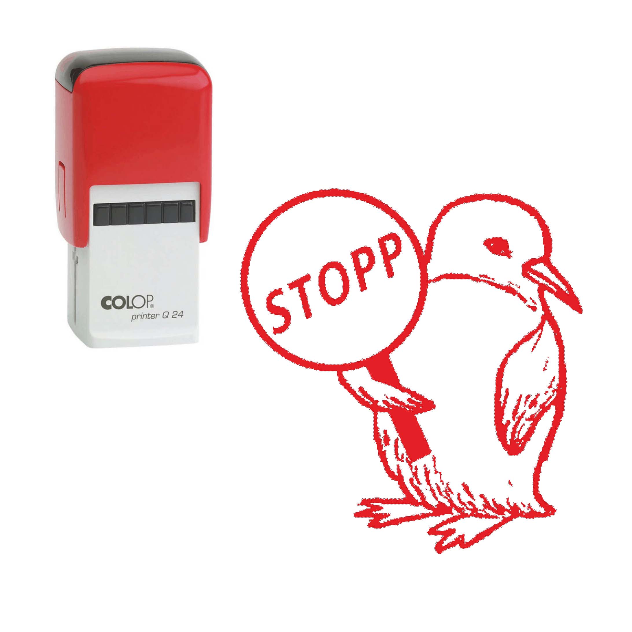 Lehrerstempel Stopp - Automatikstempel Kinder Motivstempel Pinguin 24 x 24 mm