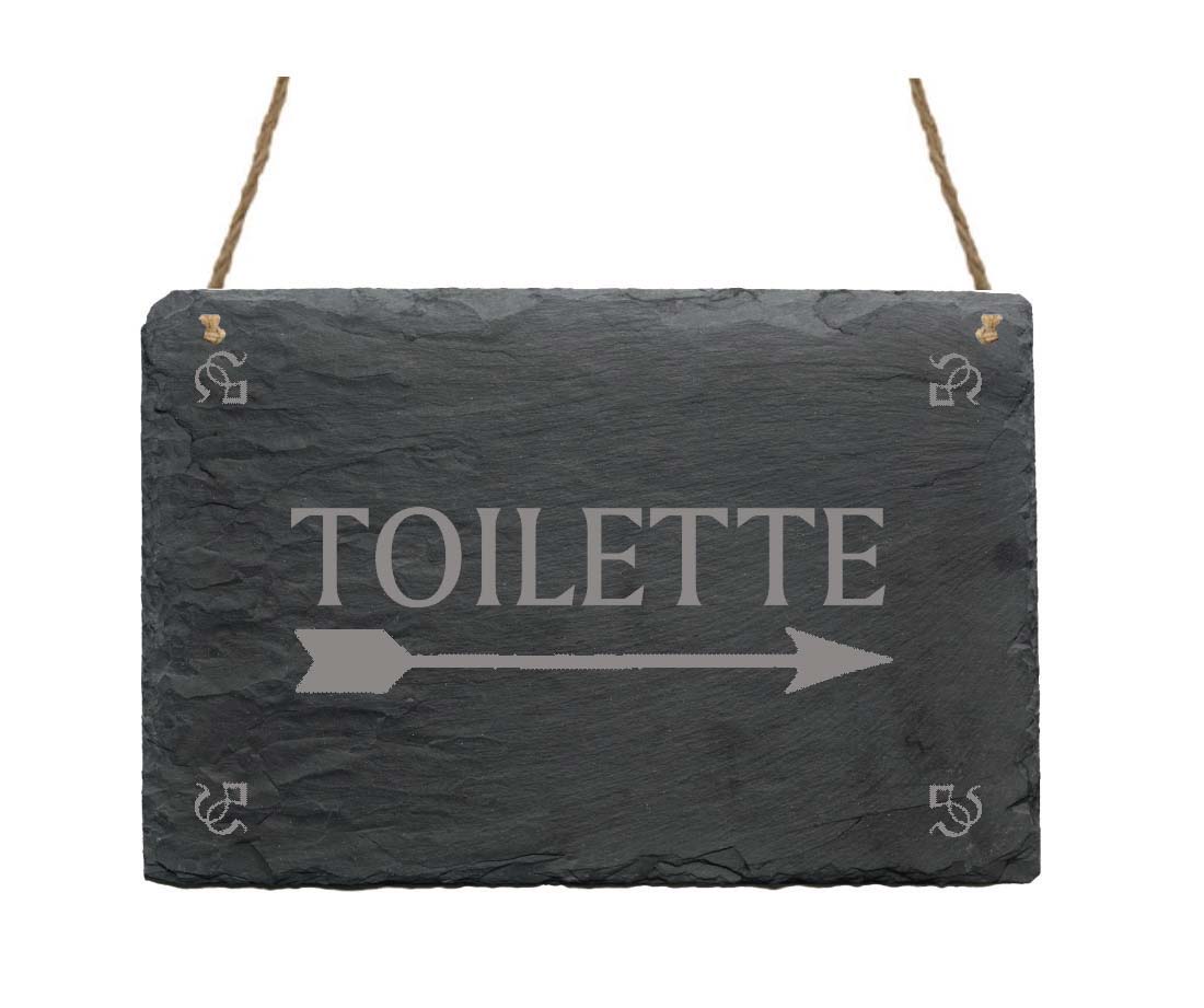 Schiefertafel « Toilette » Pfeil