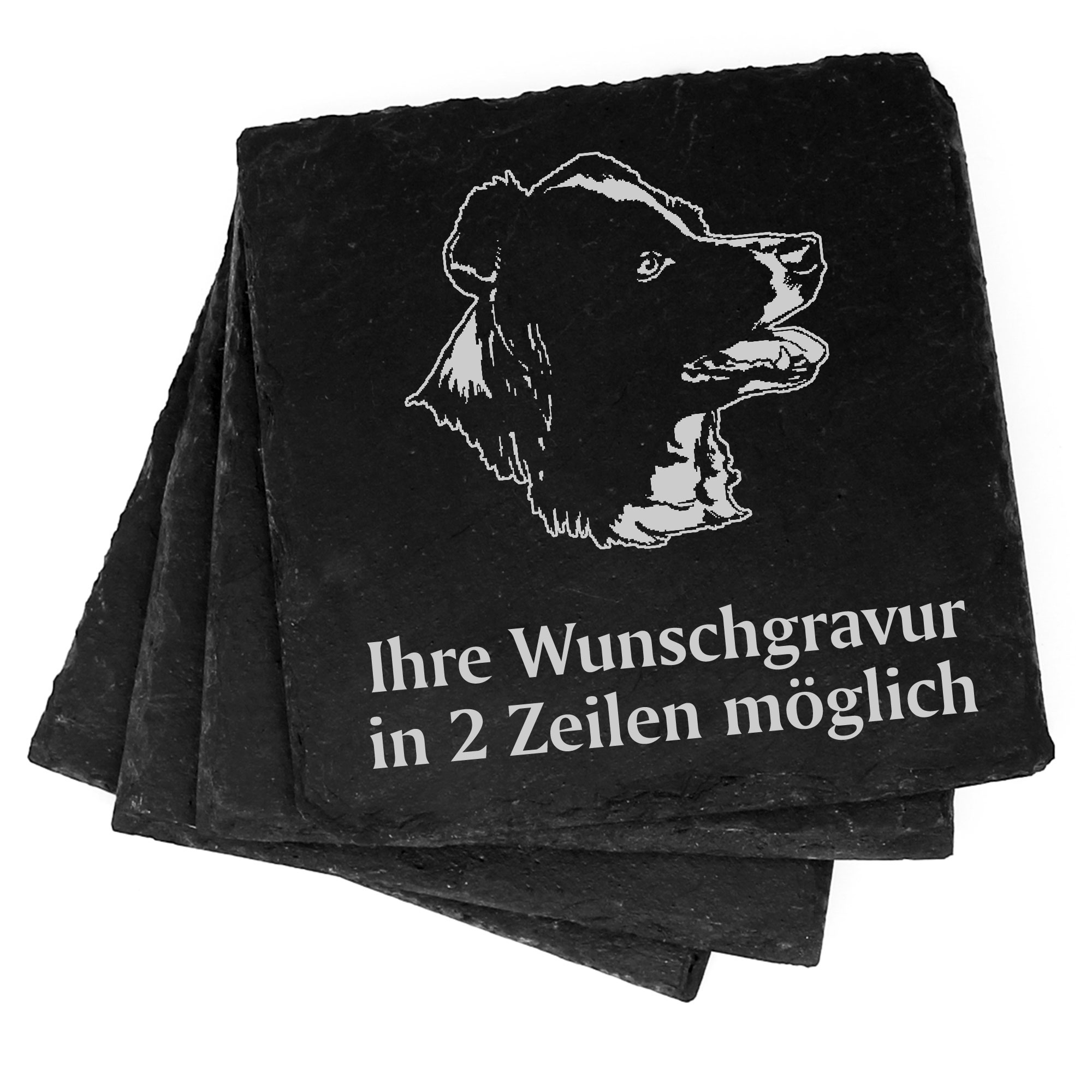 4x Australian Shepherd Deko Schiefer Untersetzer Wunschgravur Set - 11 x 11 cm