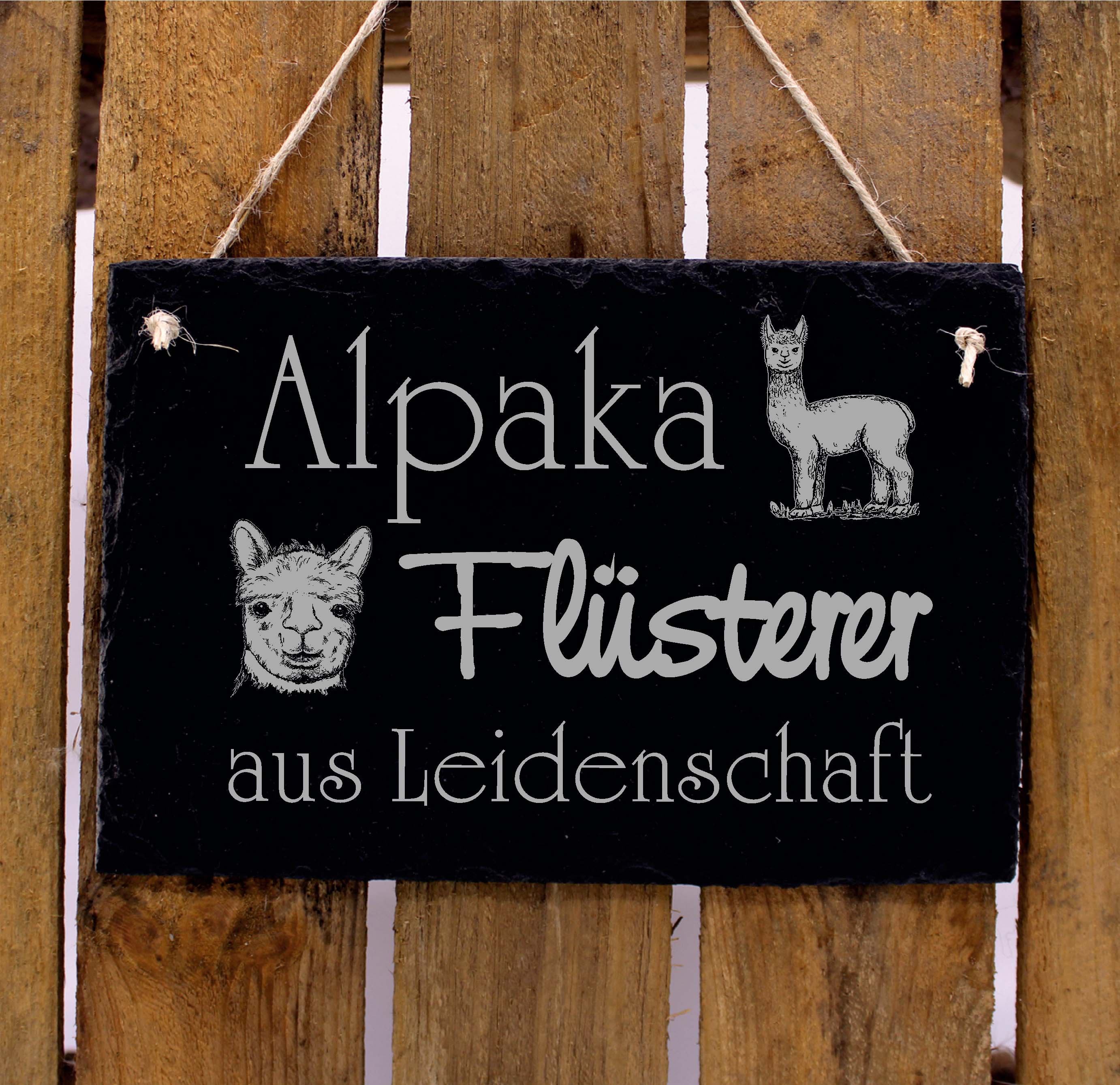 Alpaka Flüsterer aus Leidenschaft - Schild Schiefer Stalltafel Tierarzt Therapeut Gravur Dekoschild