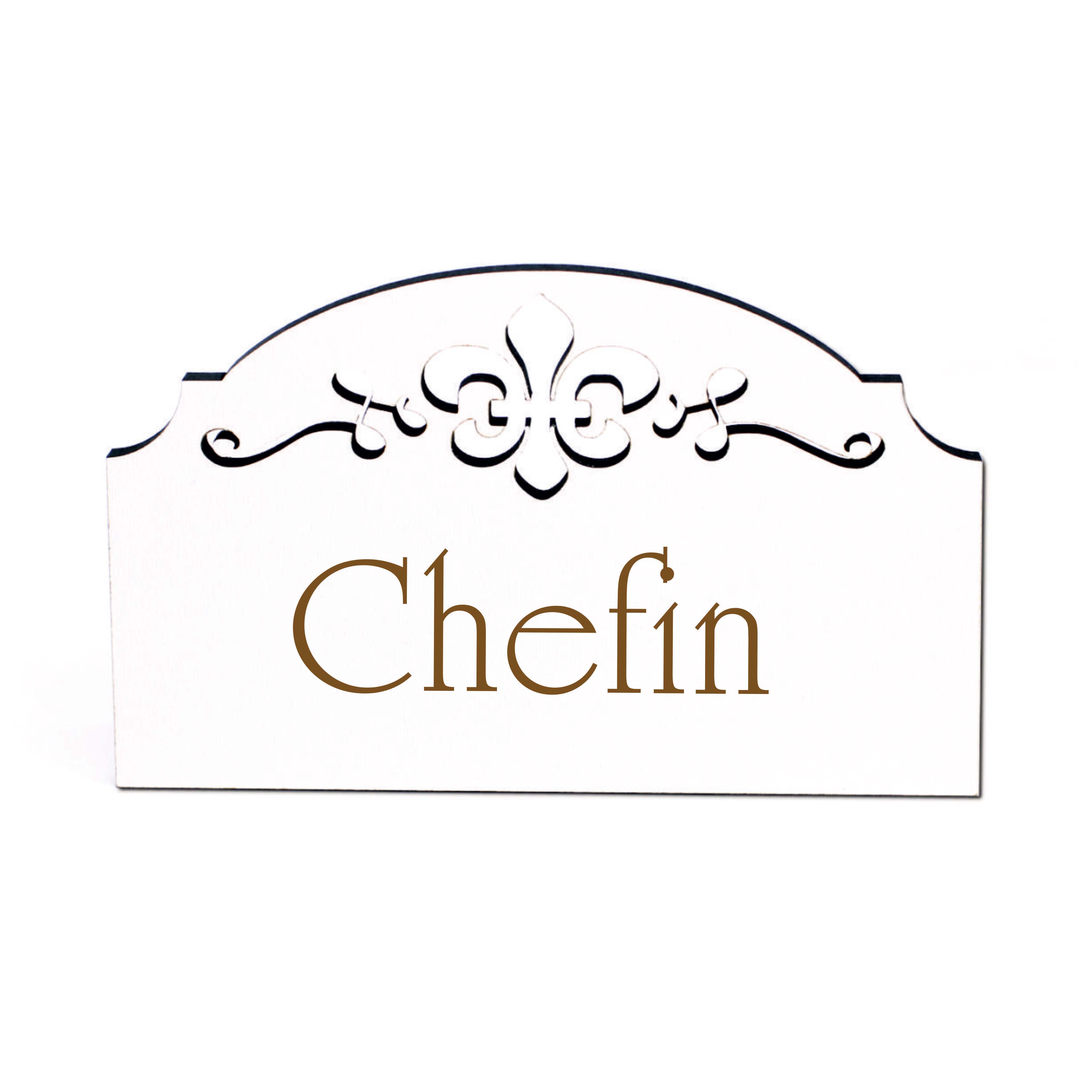 Chefin Schild Holz graviert Ornamente selbstklebend Türschild Chefzimmer Türdeko 15,5 x 9,5 cm