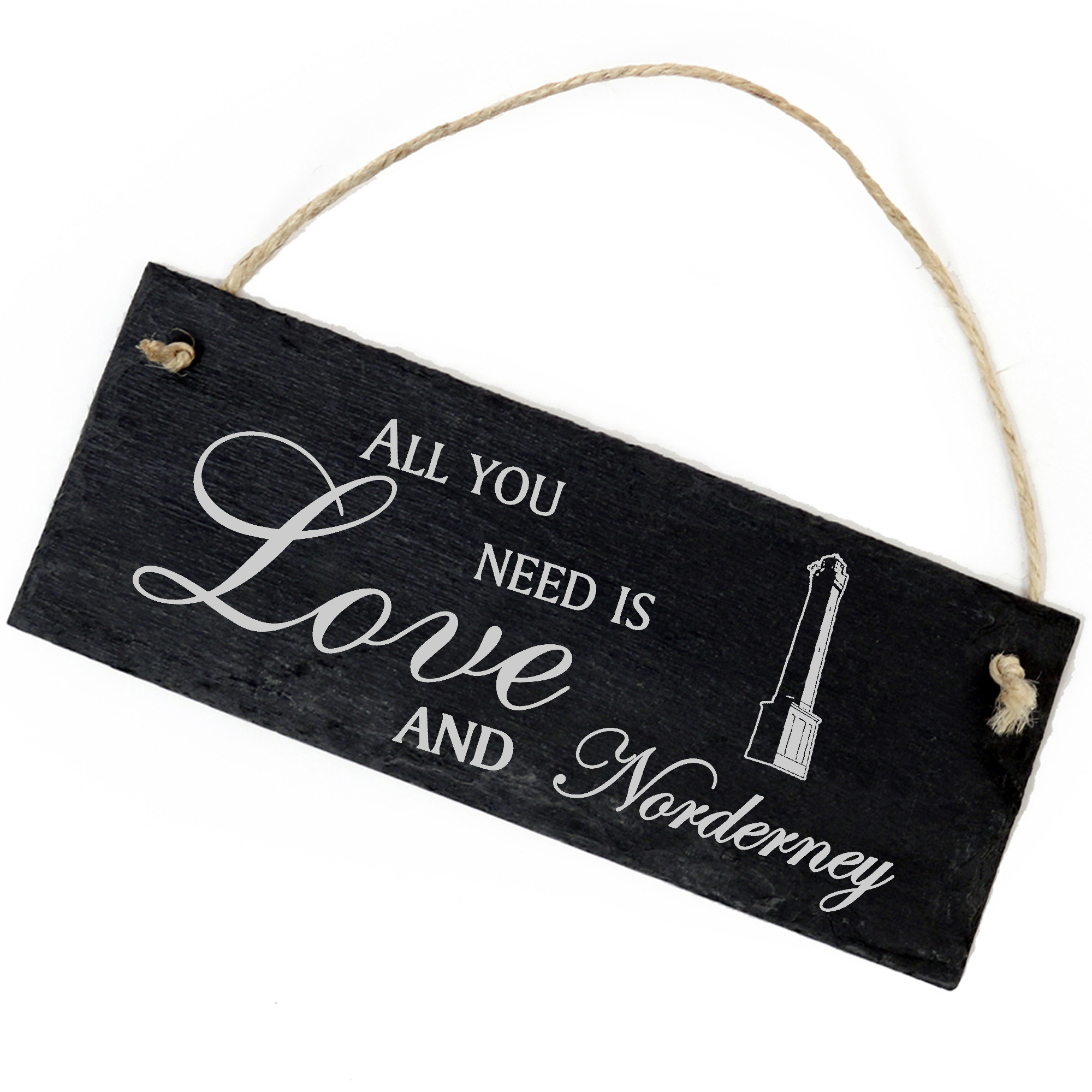 Schiefertafel Deko Leuchtturm Norderney Schild 22 x 8 cm - All you need is Love and Norderney