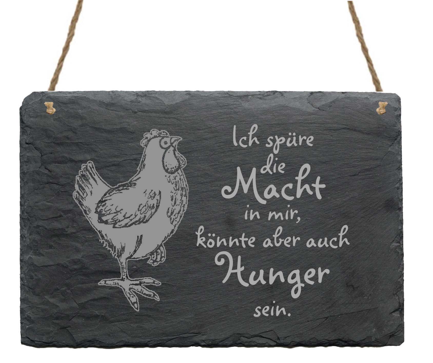 Schiefertafel stolzes HUHN « ICH SPÜRE DIE MACHT IN MIR » lustige Sprüche