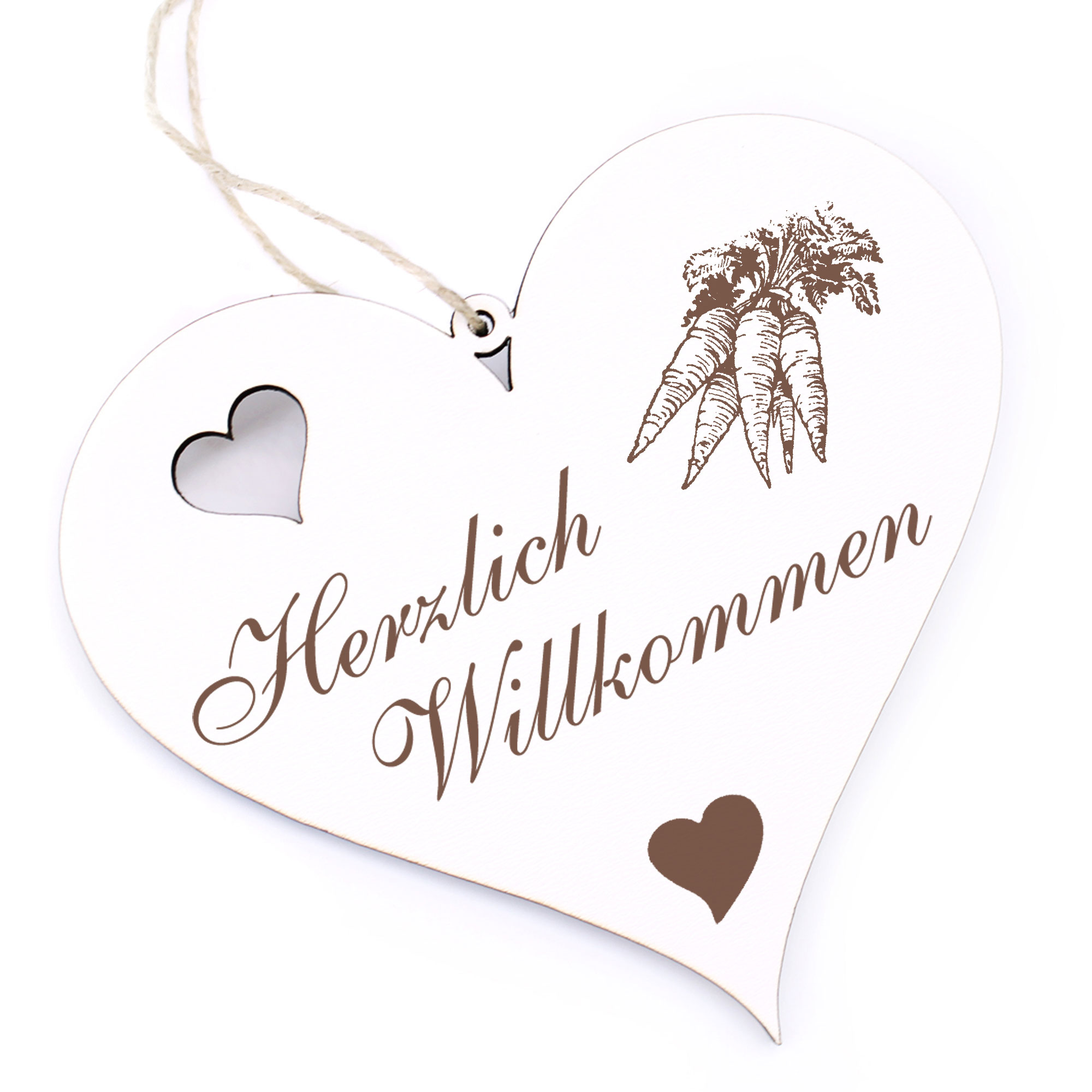 Herzlich Willkommen Schild - Karotten - Deko Herz Holz