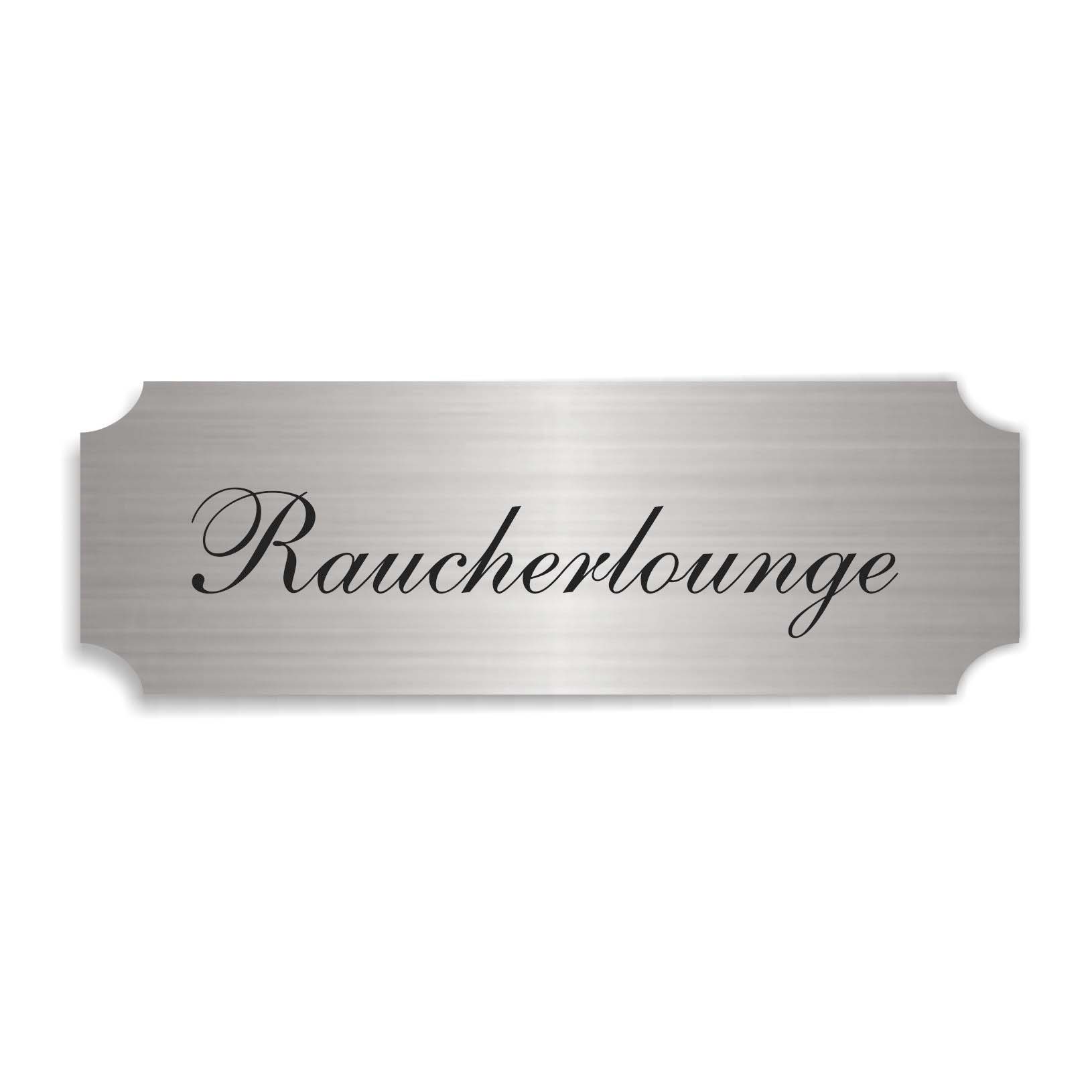 Schild « RAUCHERLOUNGE » selbstklebend - Aluminium Look - silber