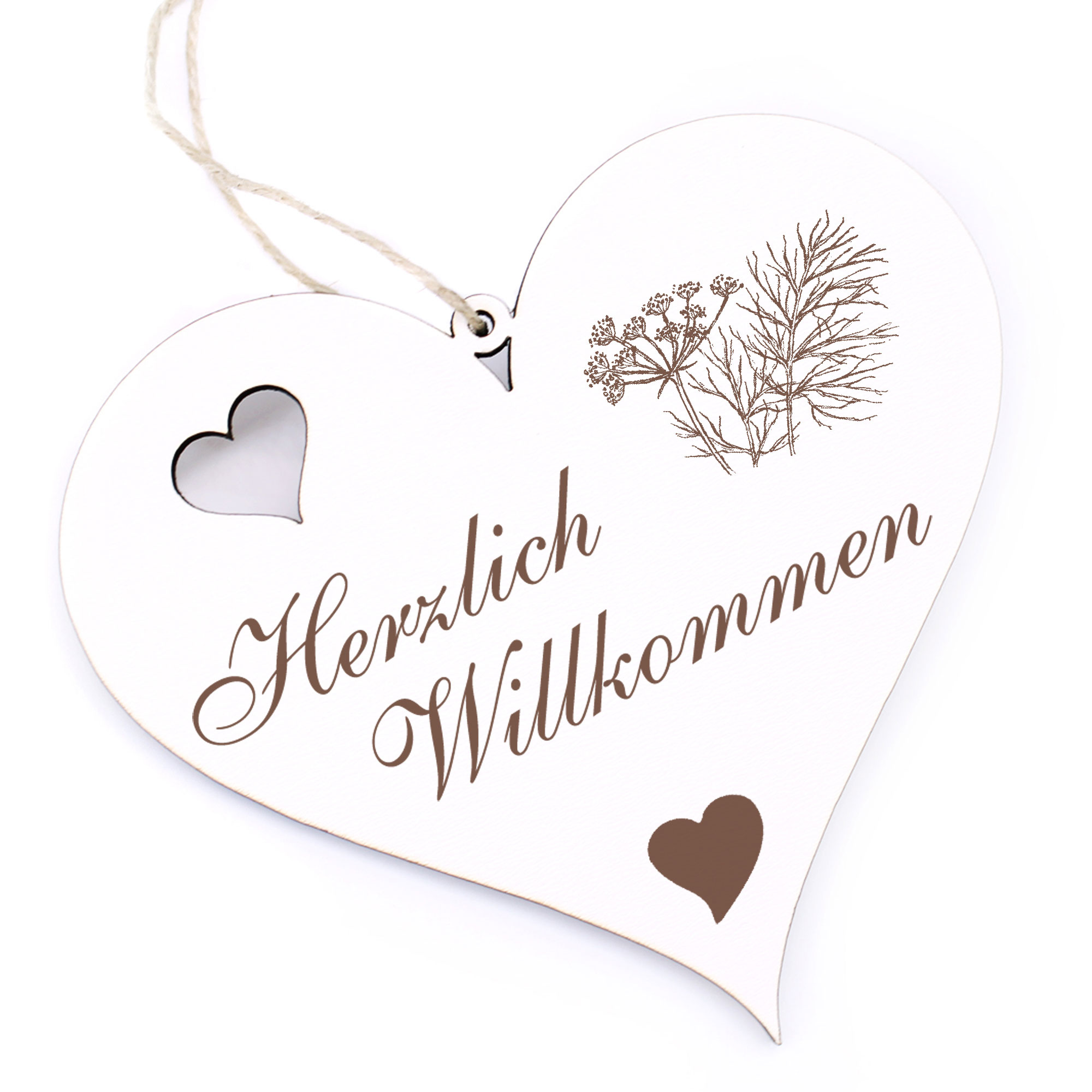 Herzlich Willkommen Schild - Dill - Deko Herz Holz