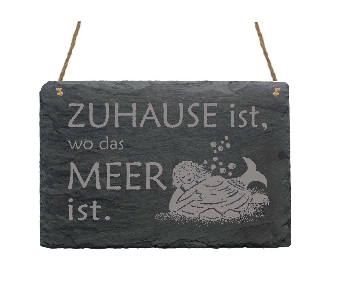 Schiefertafel « Zuhause ist, wo das Meer ist »