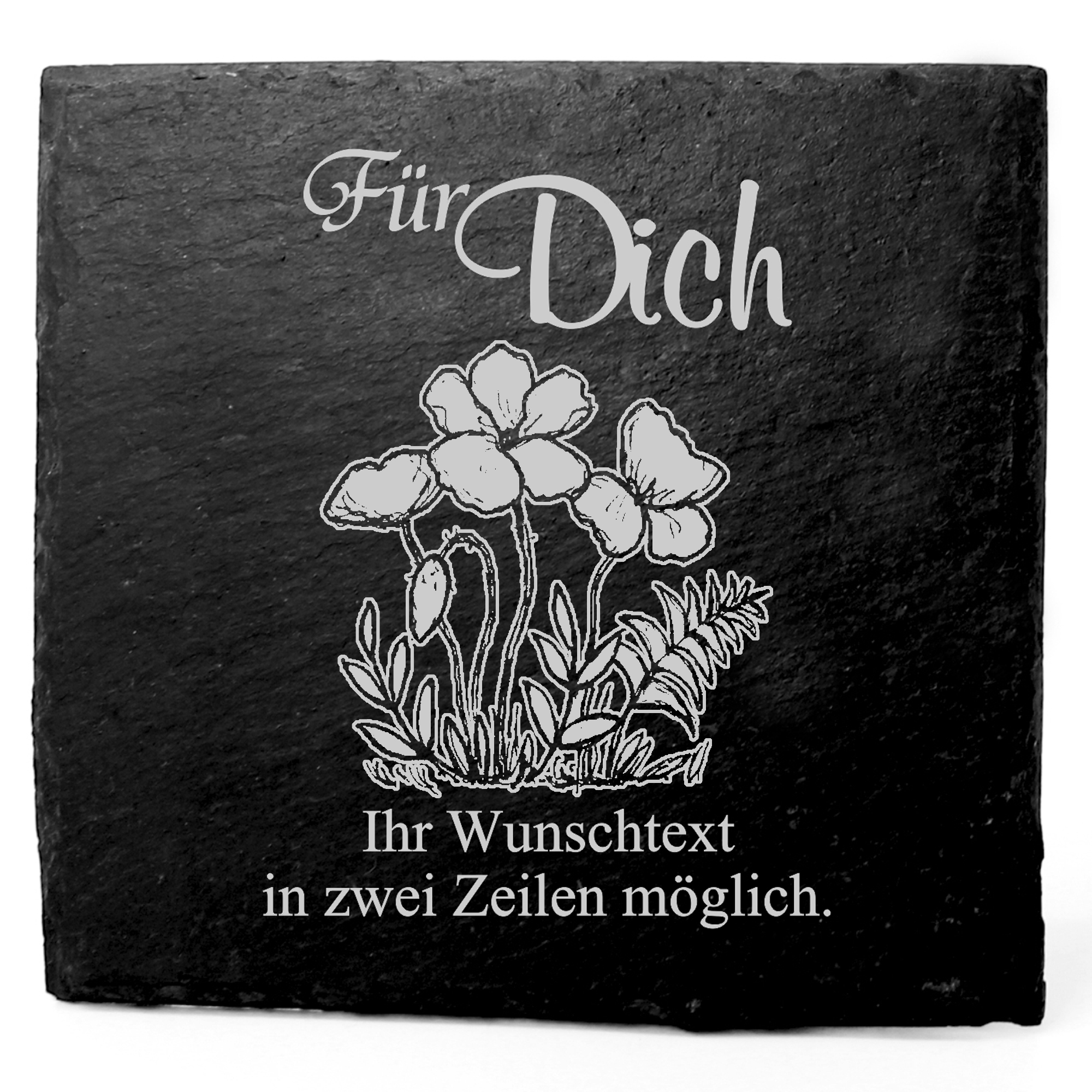 Deko Schiefer Untersetzer personalisiert Wildblumen - Für Dich - 11x11cm